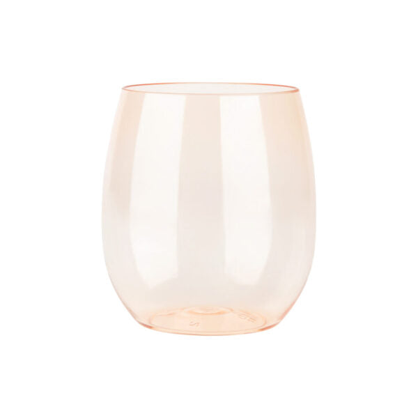 12 oz. Peach Transparent Stemless Wine Glasses Set of 6 - Perfect for Wedding Favors, Bridal Showers, and Elegant Dinner Parties