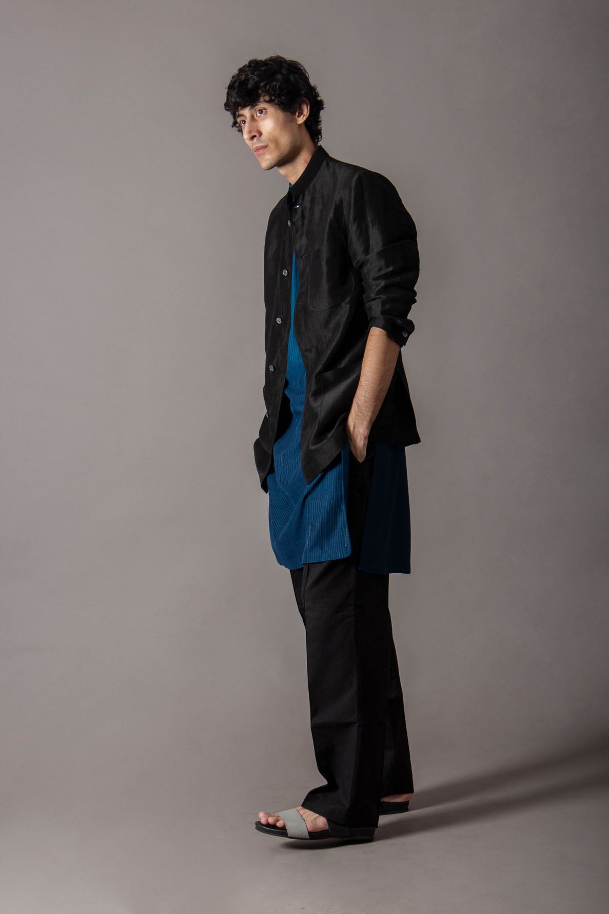 Elegant Black Bandhgala Jacket - Premium Satin Linen Blend for Men - Perfect for Weddings, Parties & Formal Events