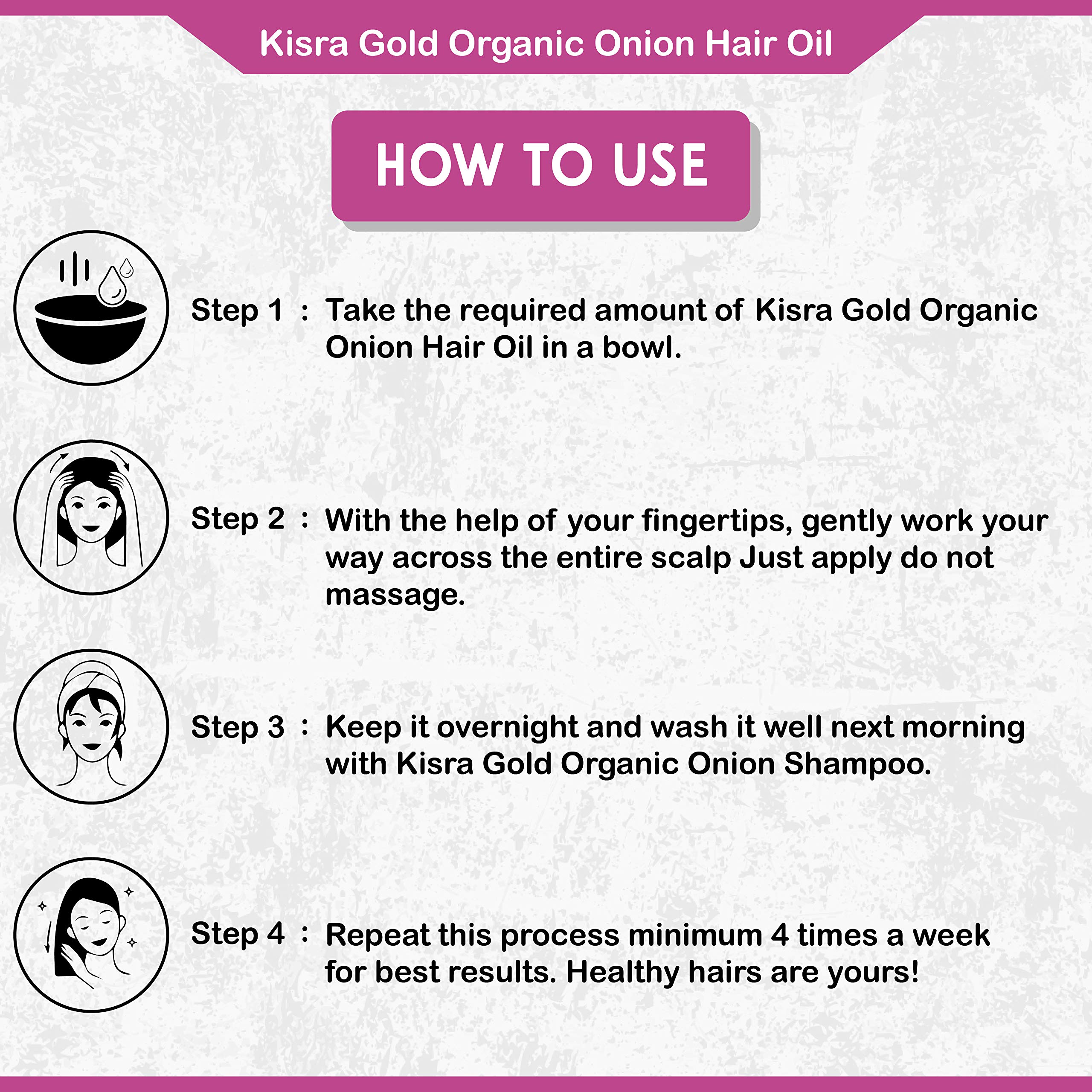 Kisra Gold Organic Onion Hair Oil & Shampoo Set - 100ml Hair Growth Treatment with 2x100ml Shampoo for Damaged Hair - Ultimate Hair Care Kit for Dry, Frizzy Hair & Scalp Nourishment - Perfect for Daily Use & Hair Repair Routine