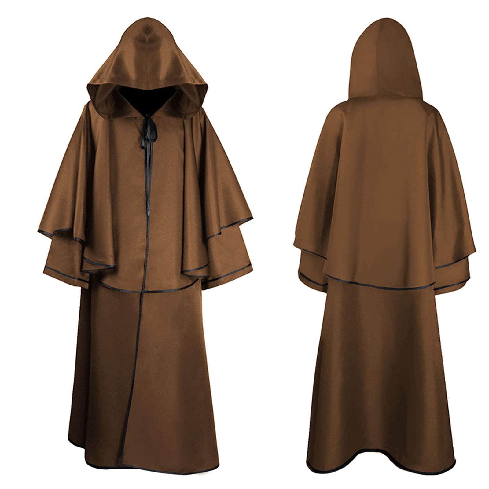 Homisy Men's Halloween Hooded Robe - Adult Long Sleeve Tunic Costume for Cosplay, Stage Performances & Medieval Themed Parties | Warm Gothic Cloak for Halloween Events & LARPing