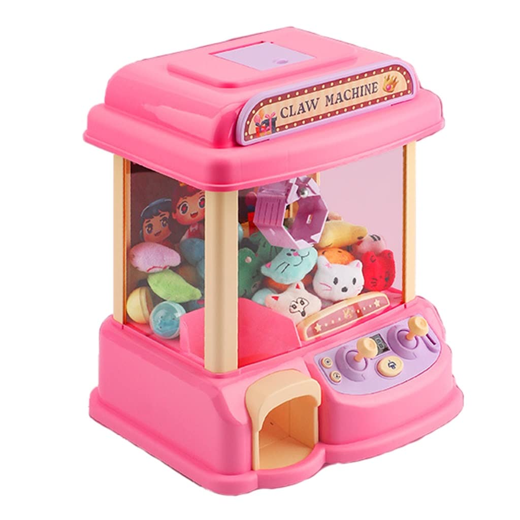 ADLOF Mini Claw Machine Toy - Electronic Arcade Game with LED Lights & Fun Sounds, Candy Grabber & Prize Dispenser for Kids Birthday Parties & Carnival Themed Events (Includes 26 Doll Prizes)