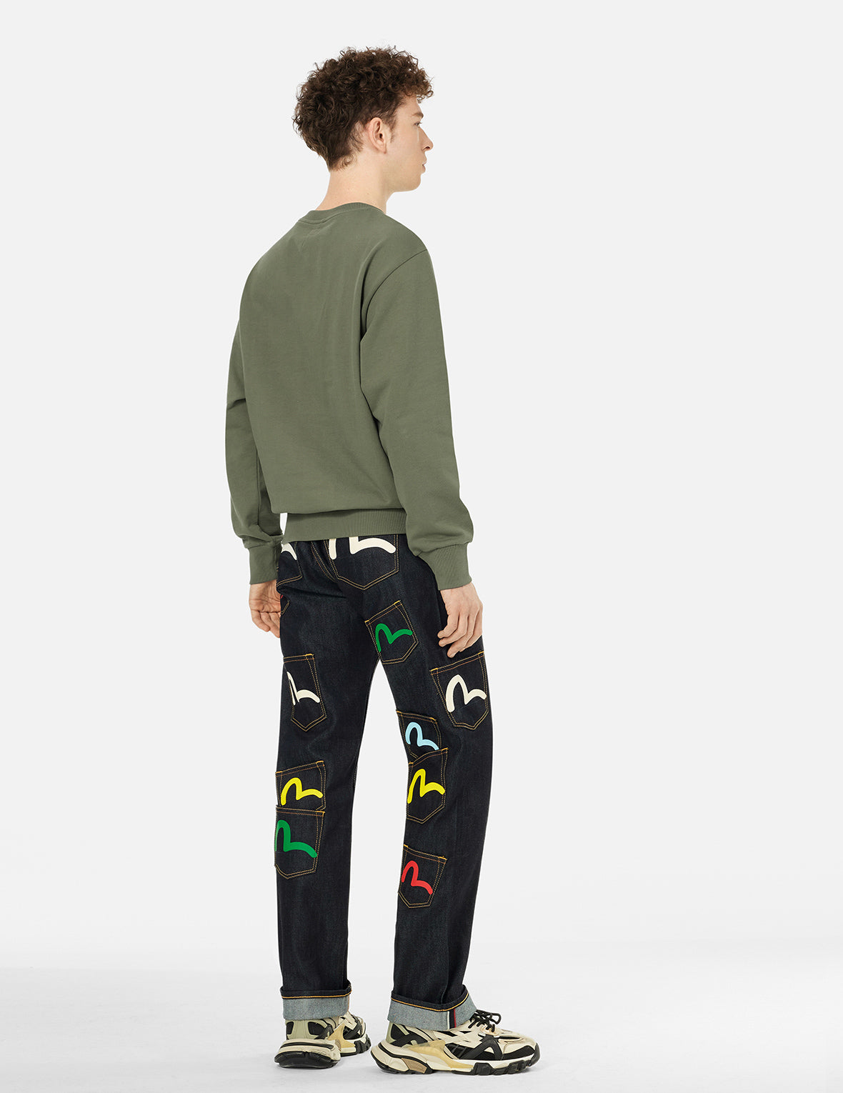 Daruma & Logo Embroidered Relaxed Fit Sweatshirt for Men & Women - Casual Streetwear, Loungewear, and Japanese-Inspired Fashion