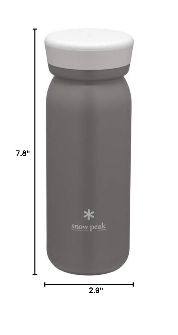 Snow Peak 500ml Ash Color Milk Bottle - Durable & Lightweight Camping Drinkware for Outdoor Adventures, Hiking, and Travel