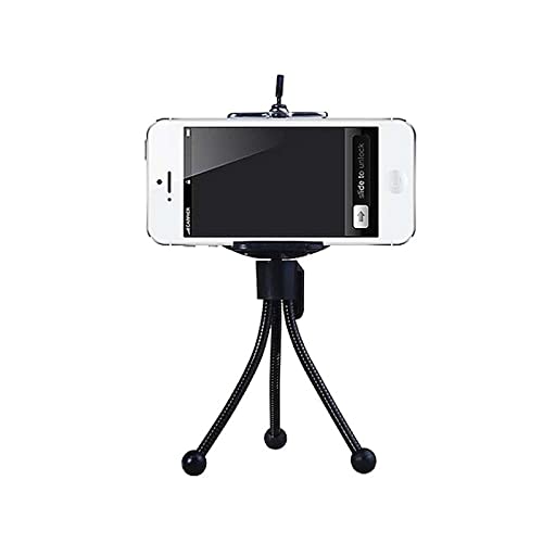 RajoNN Mini Flexible Tripod Stand with Phone Holder - Adjustable Hose Tripod for Camera, Projector, Selfie Stick & Mobile Phone (Black) - Perfect for Vlogging, Live Streaming, Photography & Video Recording