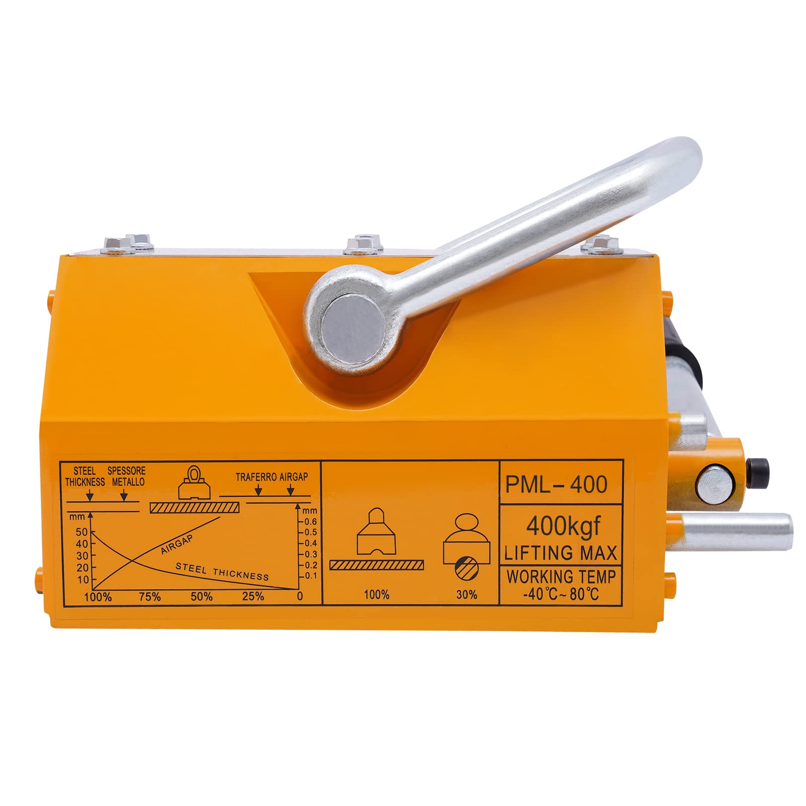 880 Lbs/400 kg Heavy Duty Magnetic Lifter - Permanent Lifting Magnet with Quick Release for Steel Plates & Boards - Ideal for Hoist, Shop Crane & Industrial Material Handling