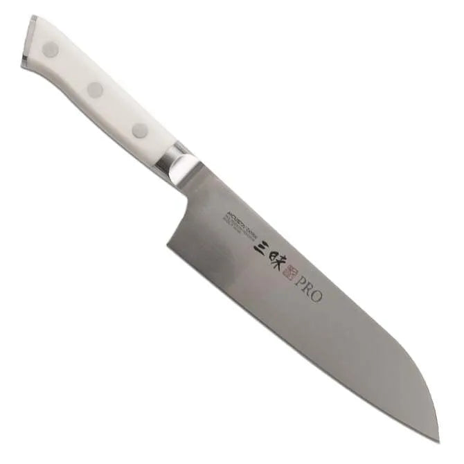 Zanmai Pro 7 Inch (180mm) Santoku Knife - Japanese High Carbon Stainless Steel Kitchen Knife for Slicing, Dicing, and Chopping Vegetables, Fruits, and Meat - Perfect for Home Chefs and Professional Kitchens