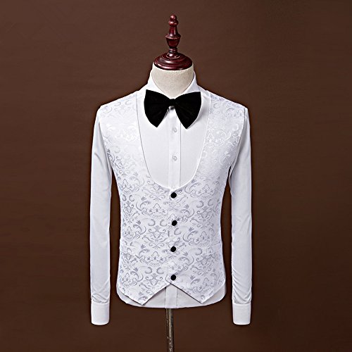 Men's Casual Floral Weave 1-Button Slim Fit Tuxedo Suit - 3 Piece Wedding Groomsmen Suit Set for Formal Events & Special Occasions