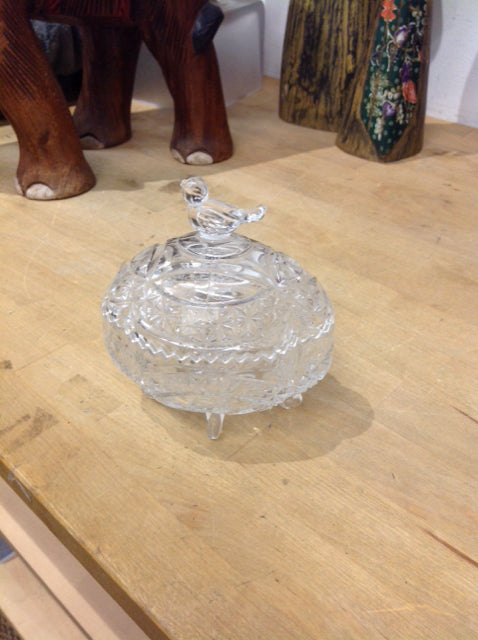 Elegant Cut Glass Bird Trinket Dish - Handmade Decorative Jewelry Tray for Rings, Earrings & Keys | Perfect for Vanity, Dresser & Gift Giving
