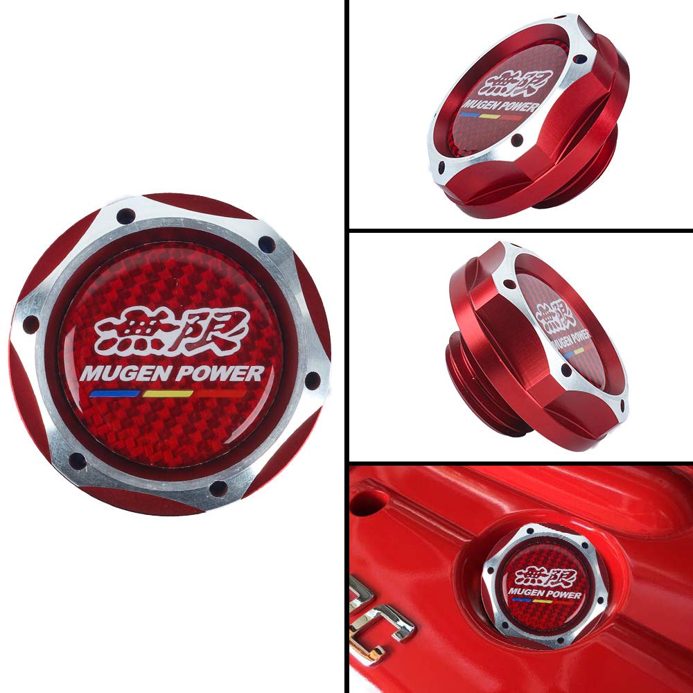 Premium RED CARBON MUGEN Racing Oil Filler Cap - High-Quality Aluminum Engine Oil Tank Cover for Honda, Acura & Performance Cars - Perfect for Car Enthusiasts & Racing Upgrades