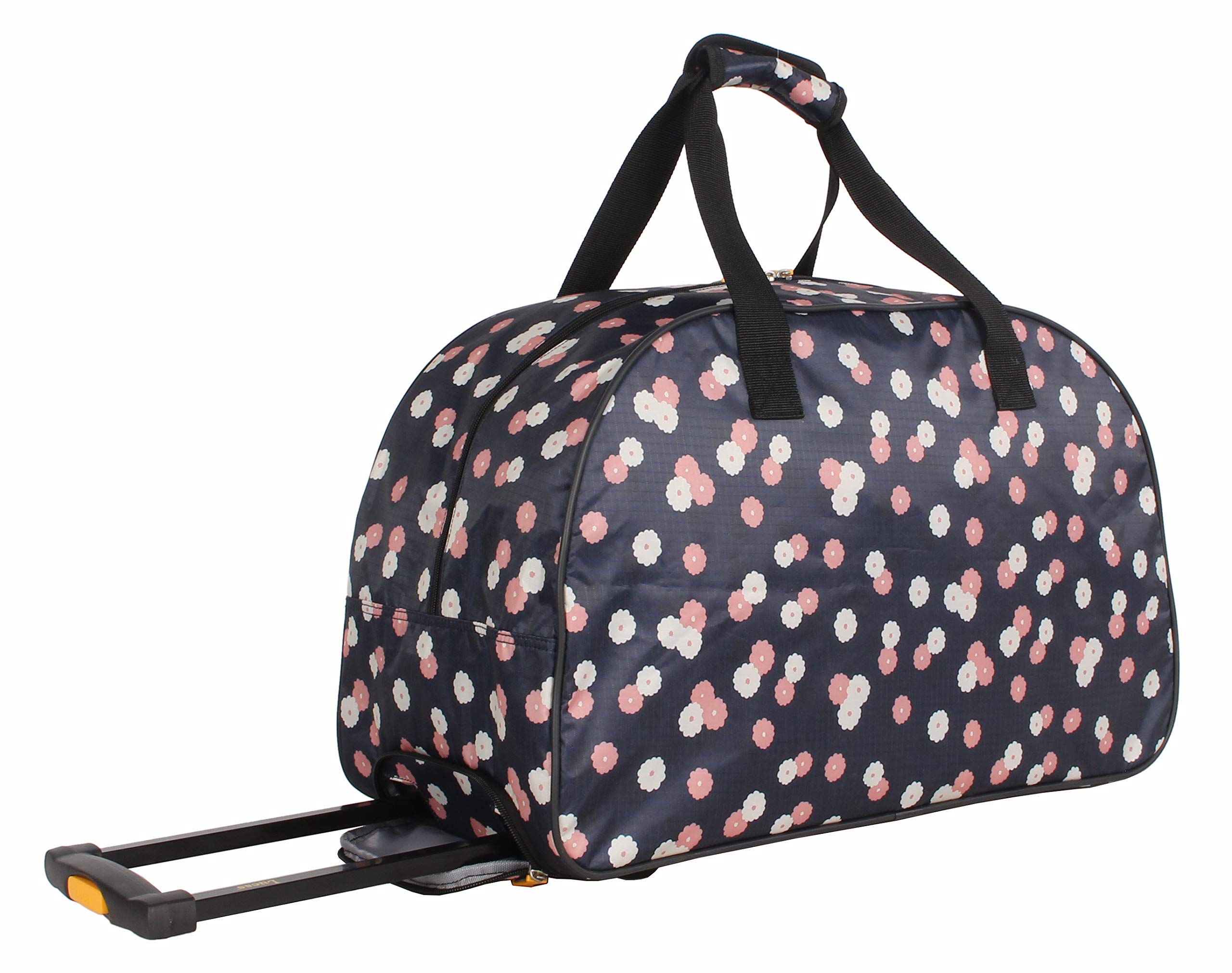 LUCAS Designer Carry On Luggage 22 Inch Lightweight Duffle Bag with Wheels - Weekender Overnight Business Travel Suitcase, Floral Pattern - Perfect for Air Travel, Business Trips & Weekend Getaways