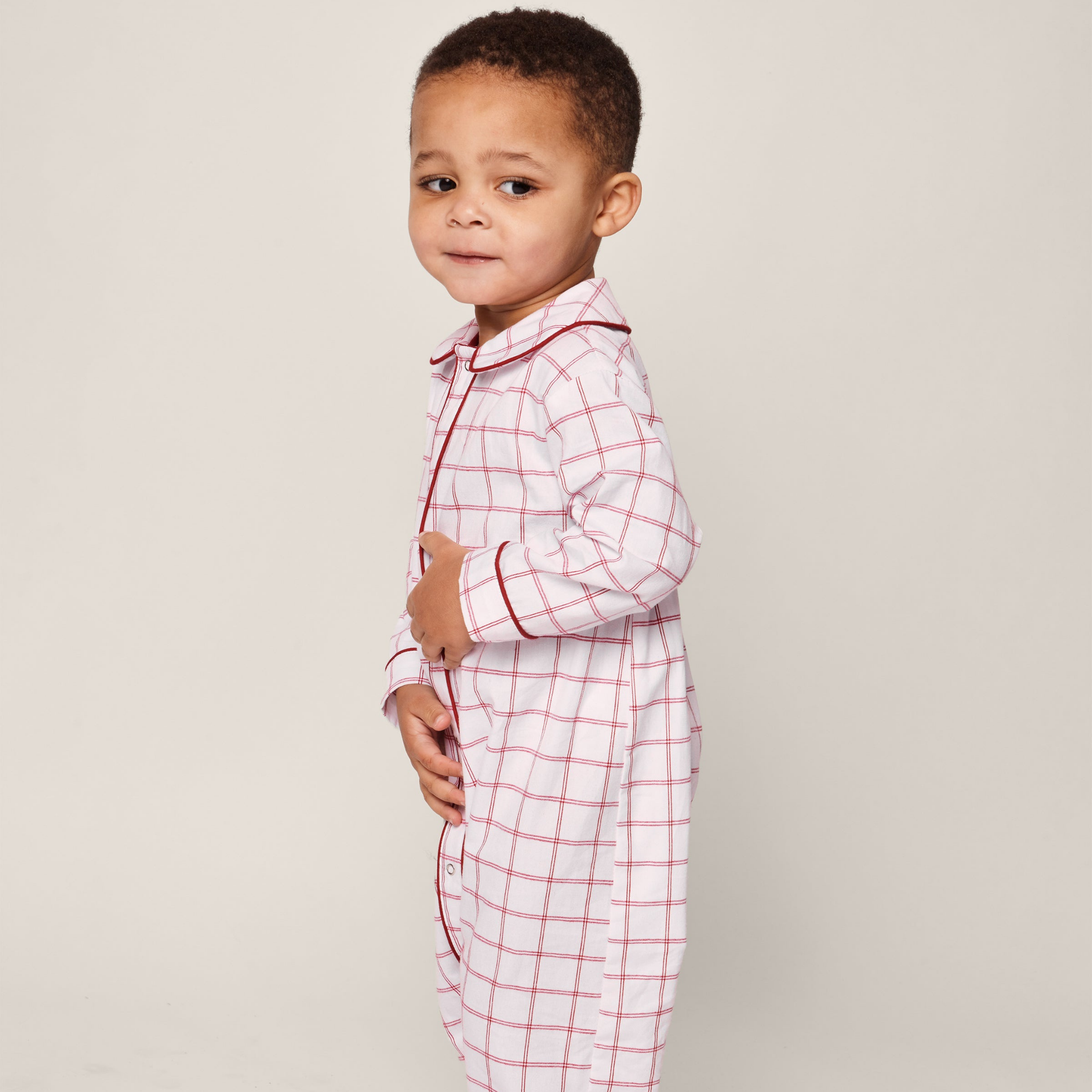 Baby's Twill Cambridge Romper in Garnet Tattersall - Soft Cotton Infant Jumpsuit for Boys & Girls | Perfect for Playtime, Photo Shoots & Special Occasions