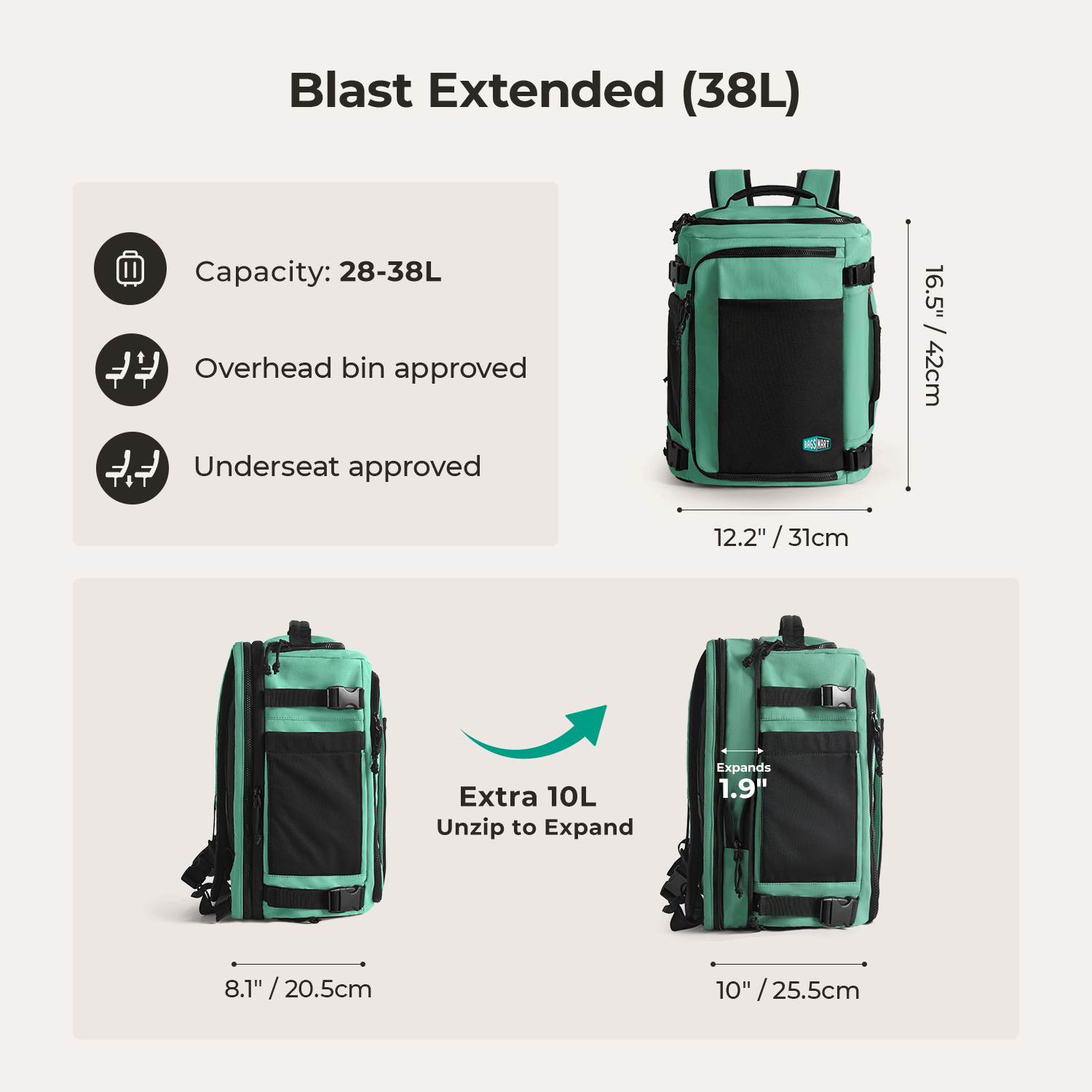 Blast Mesh Travel Backpack - Lightweight Durable Carry-On Backpack for Men & Women | Perfect for Air Travel, Hiking & Daily Commute
