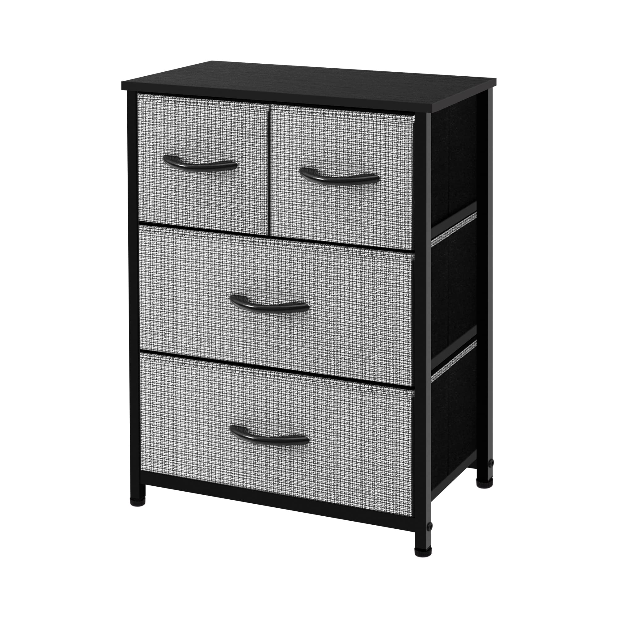 AZL1 Life Concept Dresser Storage Organizer - Large Standing Chest with 4 Removable Fabric Drawers for Bedroom, Office, Entryway, Living Room & Closet - Black and White - Perfect for Home Organization and Space Saving