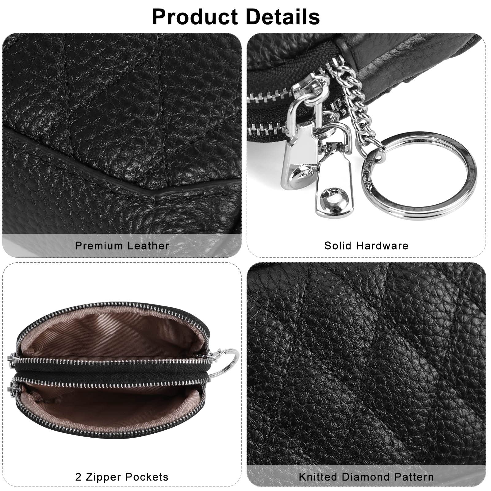 Genuine Leather Small Coin Purse Wallet for Women - Compact Change Holder with Keychain Ring - Perfect for Keys, Coins & Cards | Ideal for Everyday Use, Travel & Gifts