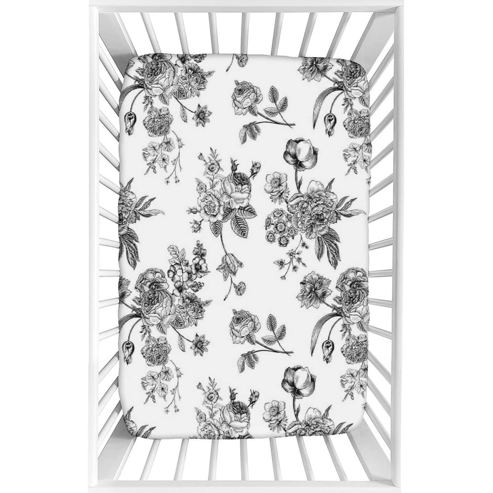 Black and White Microfiber Silky Soft Fitted Crib Sheet 28