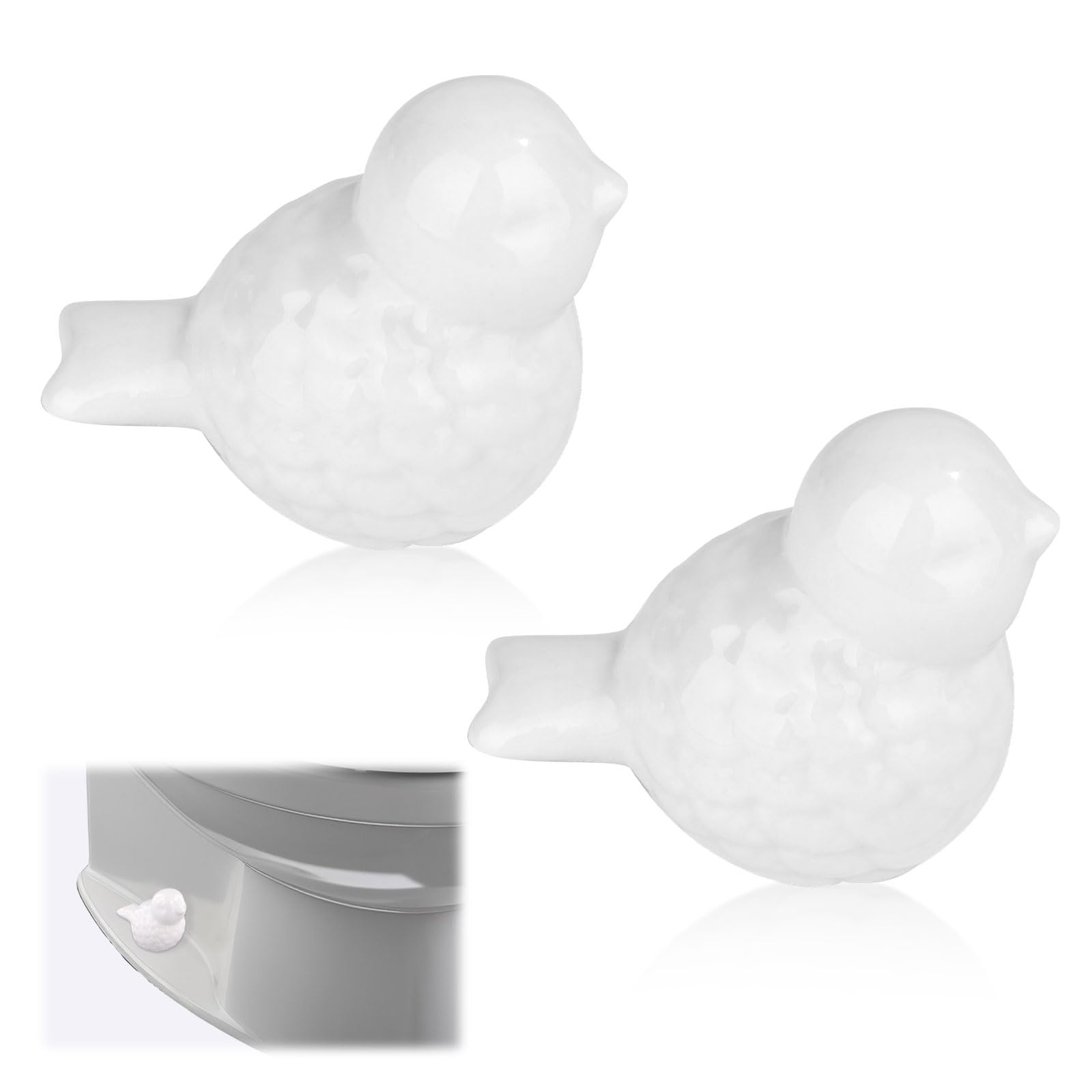 2-Pack Ceramic Toilet Bolt Covers - Cute Bird Design Bathroom Hardware, Easy Install Toilet Seat Caps for Home Decor (Perfect for Modern Bathrooms & DIY Renovations)