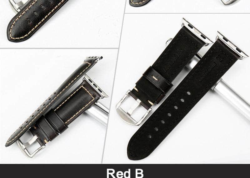Genuine Leather Vintage Watch Band for Apple Watch Series 6/5/4/3/2/1/SE - 44mm 42mm 40mm 38mm - Perfect for Business, Casual & Everyday Wear