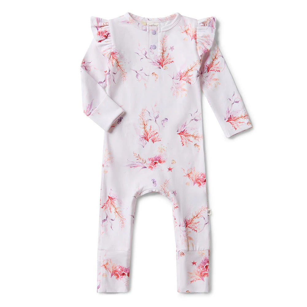Organic Baby Growsuit - Snuggle Hunny Soft Cotton Coral Romper for Newborns & Infants | Perfect for Playtime, Naptime & Photo Shoots
