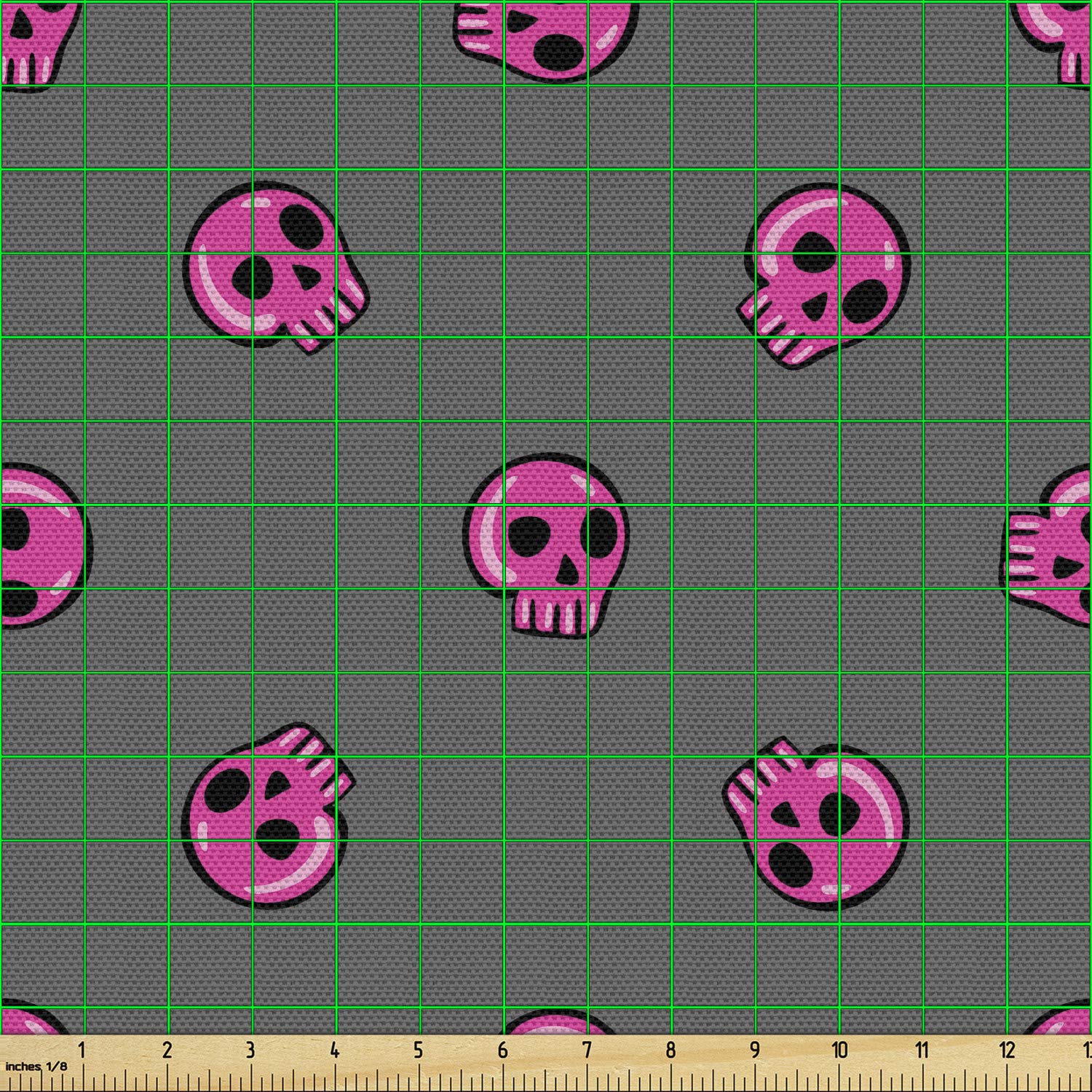 Ambesonne Skull Fabric by The Yard - Hand Drawn Pink Emo Skull Print Fabric for Upholstery, DIY Crafts, Home Decor (10 Yards, Dark Taupe & Hot Pink) | Perfect for Teen Bedroom, Gothic Fashion Projects & Alternative Home Accents