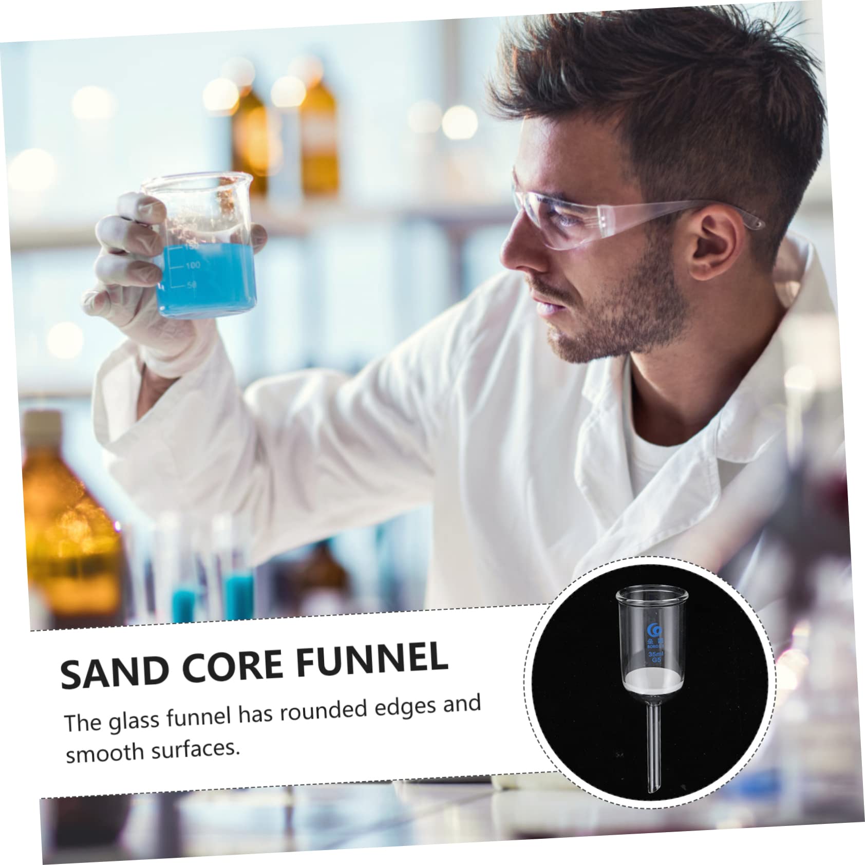 Artibetter 35ml Acid-Resistant Glass Funnel with G5 Sand Filter - Premium Lab Equipment for Chemistry Experiments & University Research | Ideal for Filtration, Distillation & Scientific Applications