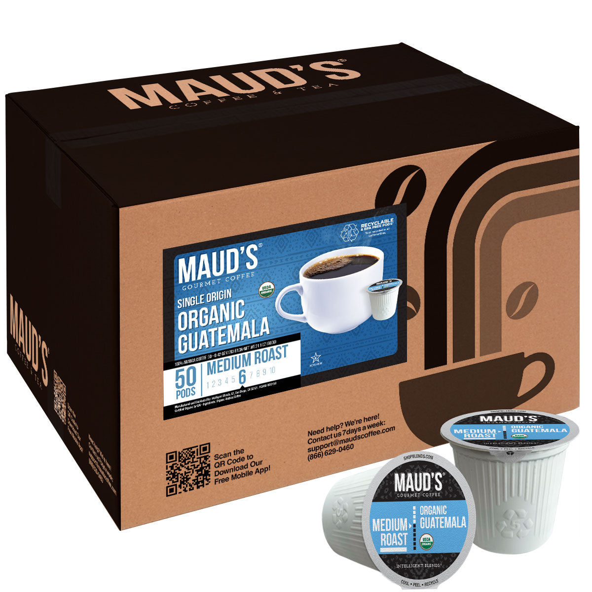 Maud's Organic Guatemala Medium Roast Coffee Pods - Single Serve Compatible with Keurig 2.0 - Fair Trade Certified - Perfect for Home, Office & Breakfast