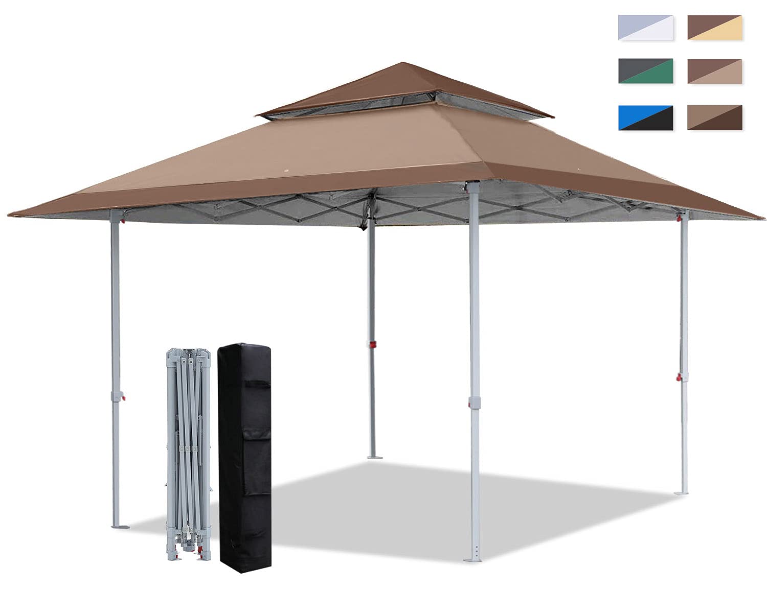 COOSHADE 13x13Ft Pop Up Canopy Tent - Instant Folding Outdoor Shelter with 169 Sq Ft Sun Protection (Brown) | Perfect for Beach, Backyard, Camping, Picnics & Outdoor Events