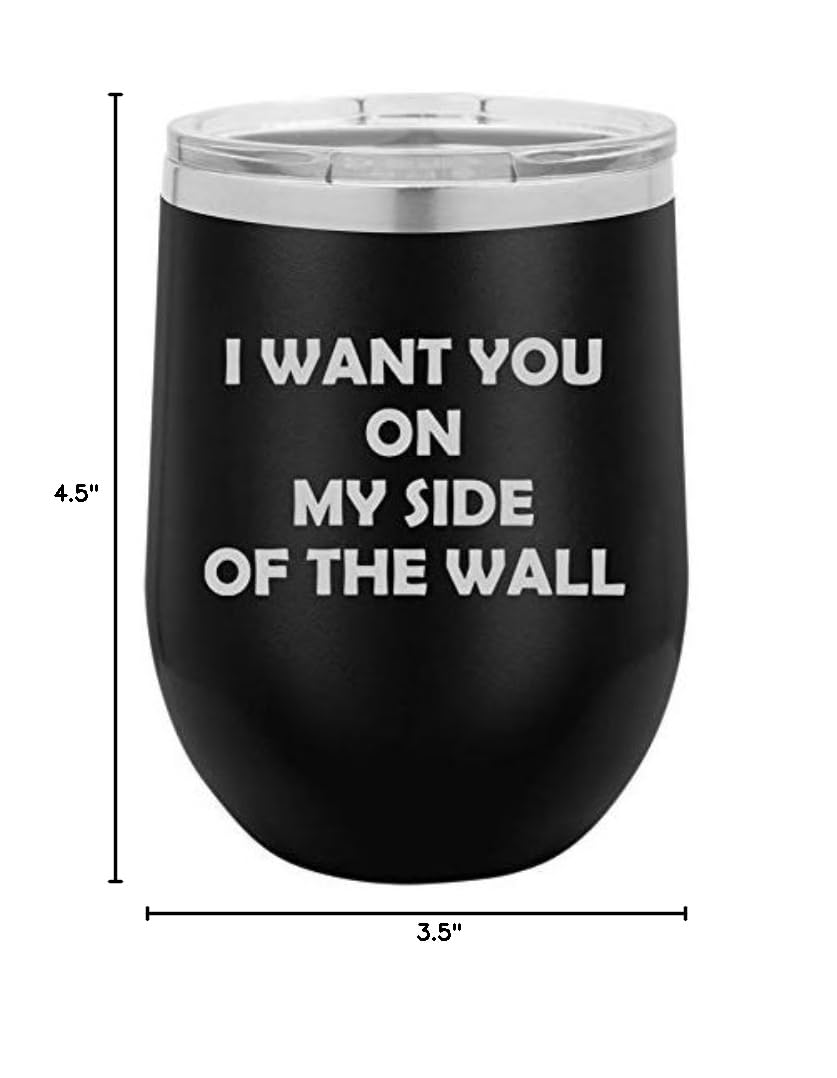12 oz Double Wall Vacuum Insulated Stainless Steel Wine Tumbler - Stemless Coffee Travel Mug with Lid - Funny 