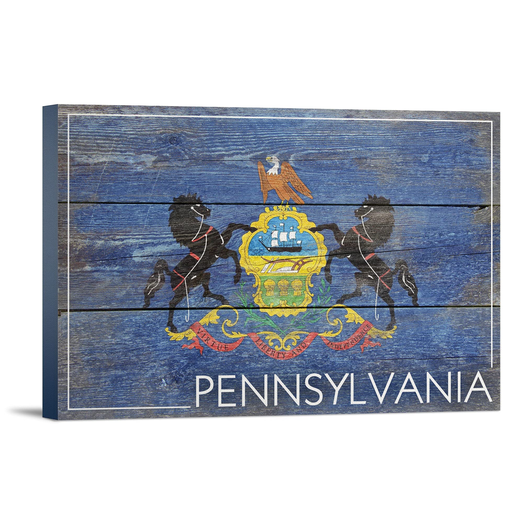Lantern Press Rustic Pennsylvania State Flag Wall Art - 12x18 Wrapped Canvas Print for Home & Office Decor - Perfect for Living Room, Bedroom or Gift