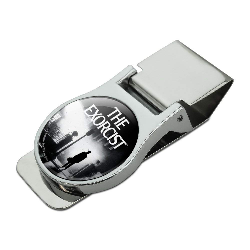 The Exorcist Logo & Silhouette Satin Chrome Money Clip - Premium Metal Gift for Horror Fans, Cash & Credit Card Holder for Men