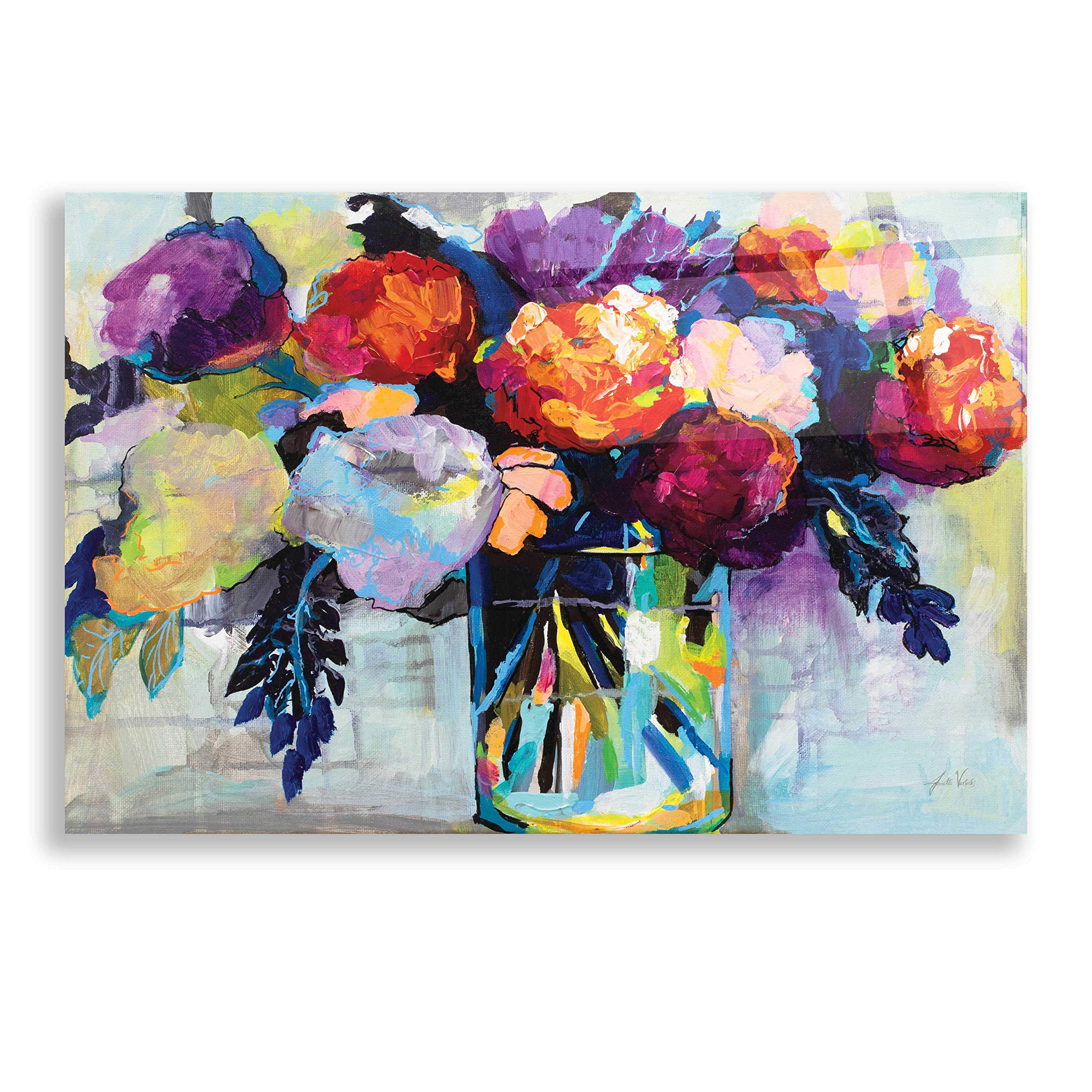 Epic Art 'Birthday Celebration' by Jeanette Vertentes - Vibrant Acrylic Glass Wall Decor Painting 24x16 Inches - Perfect for Living Room, Bedroom & Office Decor