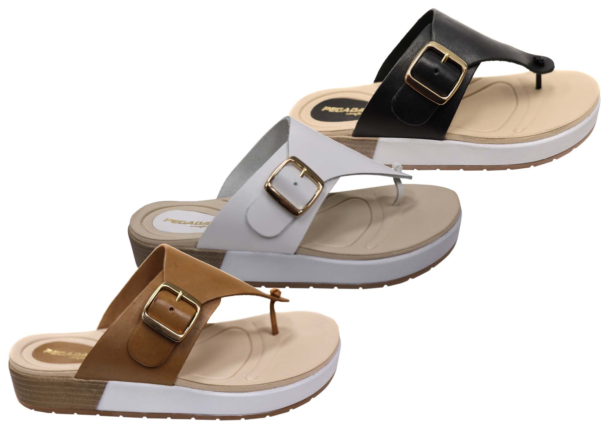 Pegada Nolo Women's Comfort Leather Thong Sandals - Handmade in Brazil - Perfect for Beach, Vacation & Summer Outfits