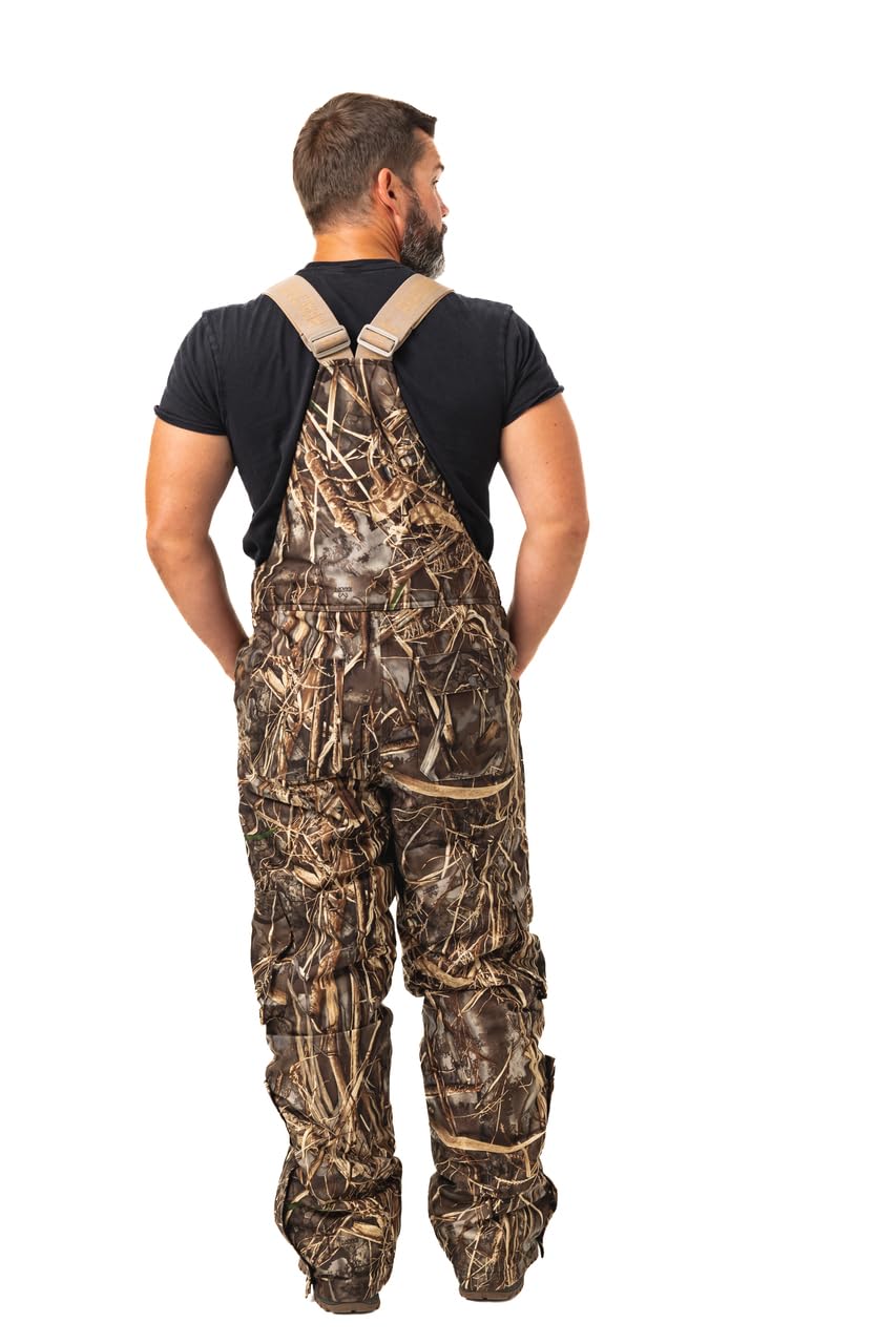 Realtree Men's Edge Timber Camo Hunting Bibs - Insulated Windproof Waterproof Coveralls for Cold Weather - Ideal for Deer Hunting, Ice Fishing & Outdoor Winter Activities