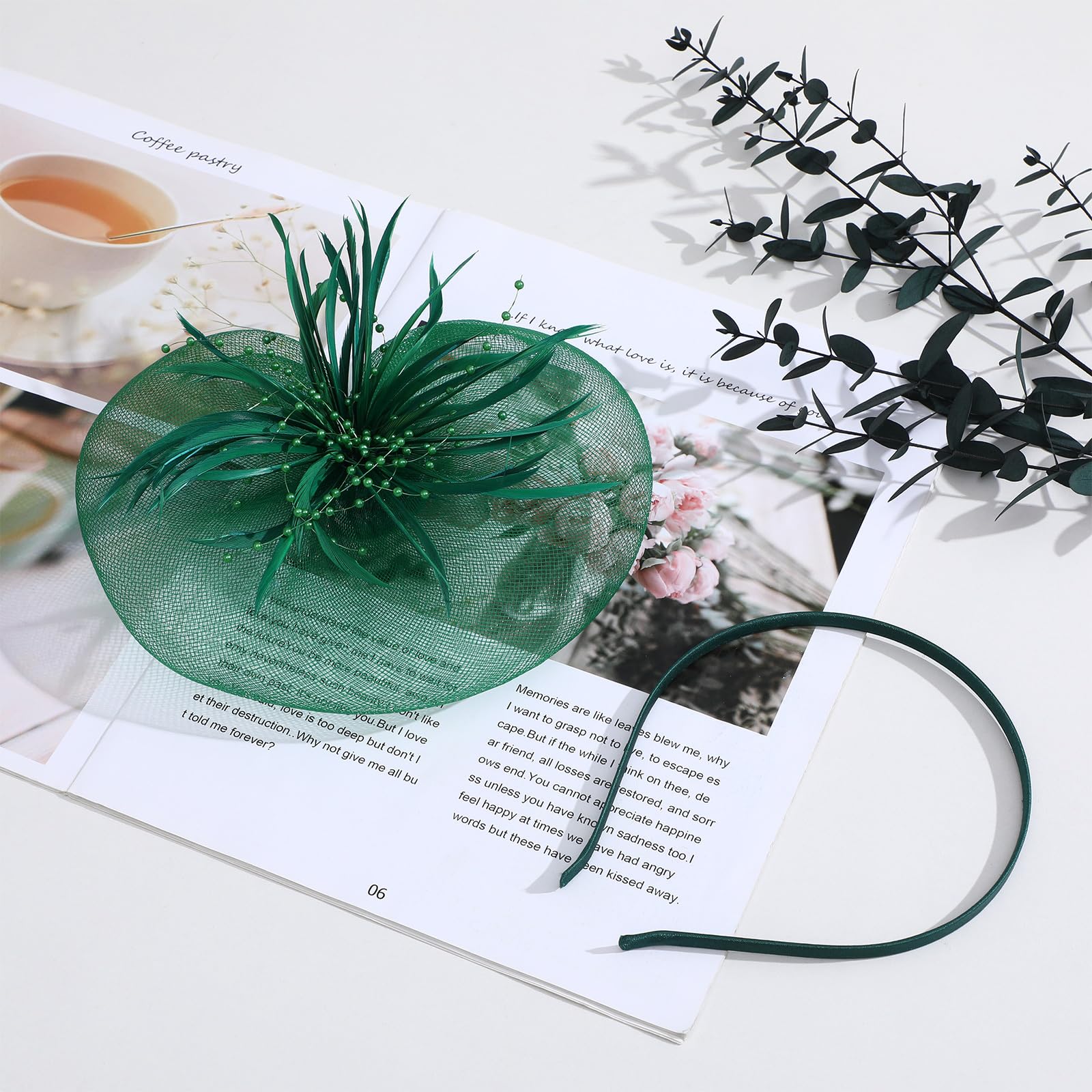 Elegant Black Fascinator Hat with Flower & Feather for Women - Derby Tea Party, Cocktail Wedding Headband, Women's Fashion Headwear - Perfect for Bridal Showers, Garden Parties & Formal Events