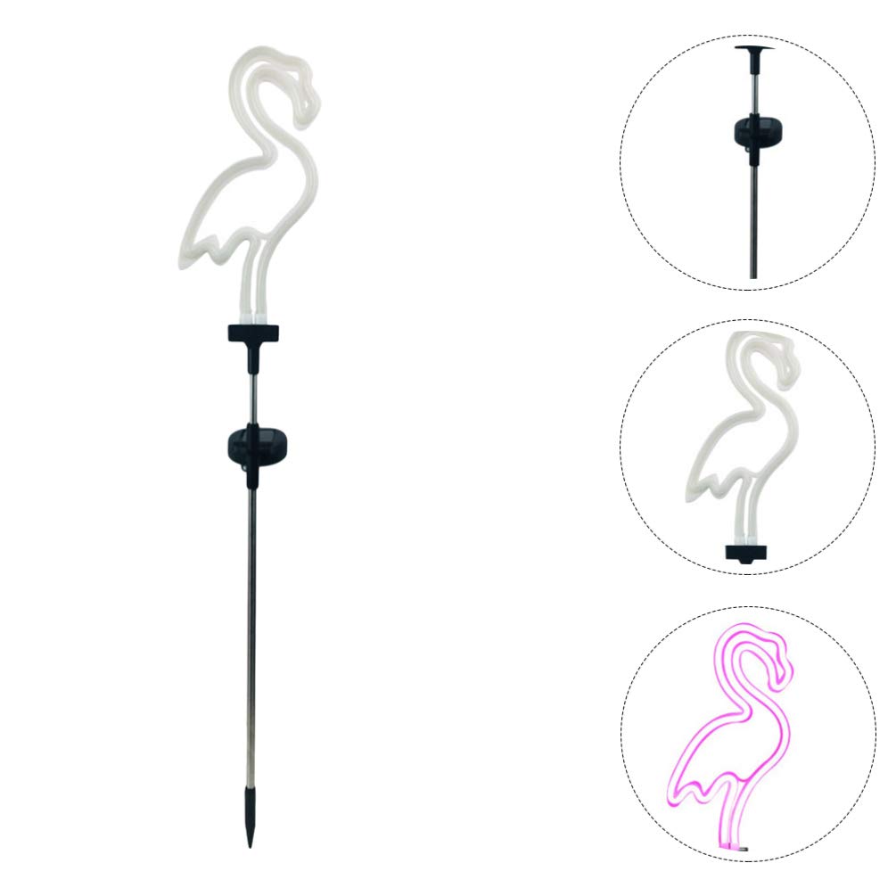 Uonlytech Flamingo Neon Sign Solar Garden Light - Waterproof Outdoor Lawn Decor with Flamingo Pattern, Perfect for Yard, Patio, and Garden Lighting at Night