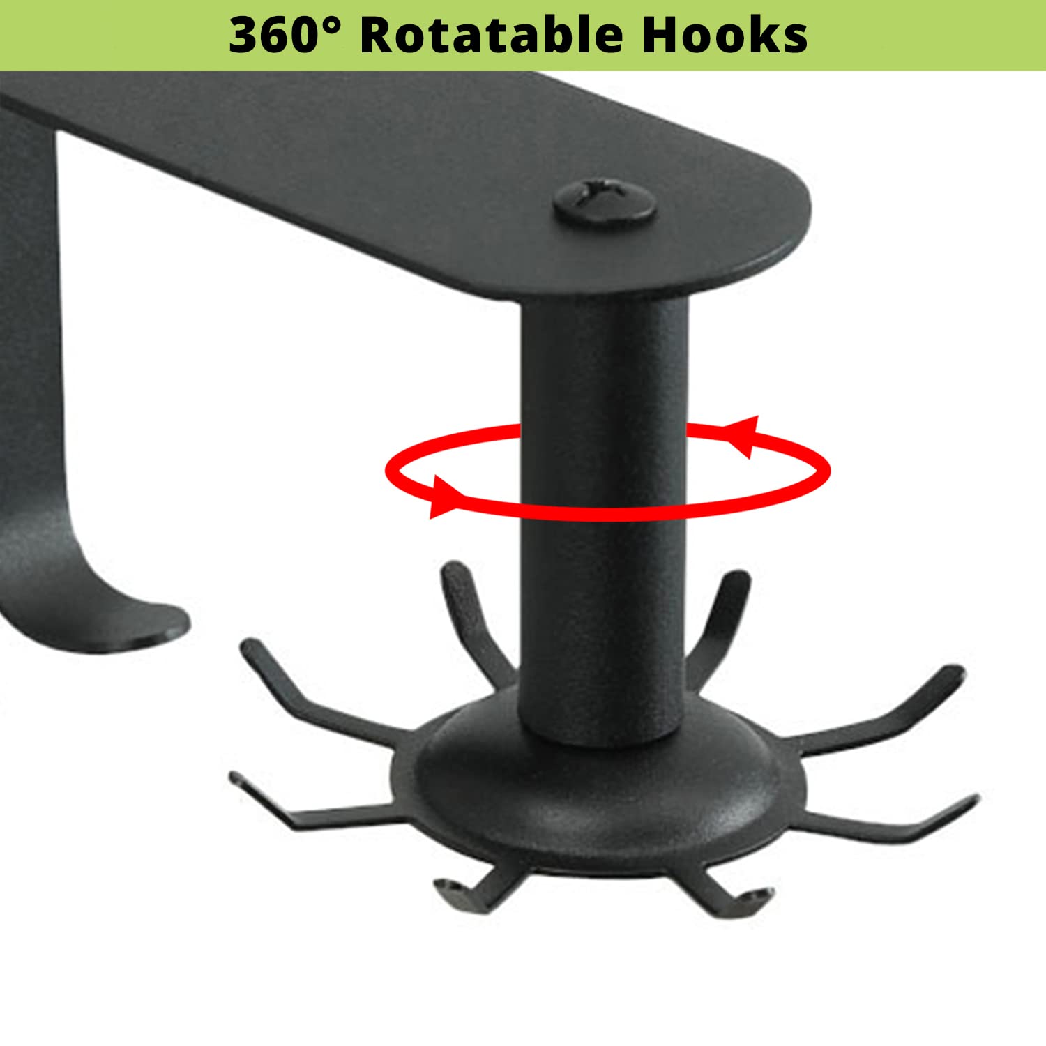 360° Rotatable Stainless Steel Hooks Rack - 10 Hooks for Kitchen, Bathroom & Cabinet Storage