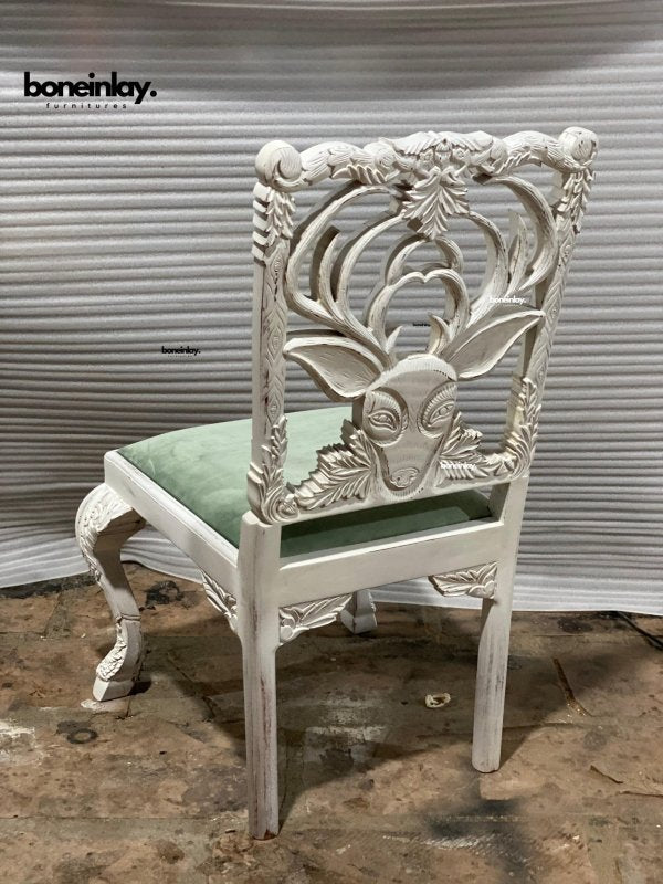 Hand Carved Menagerie Dining Chairs Set of 2 - Exotic Wooden Table Chairs for Kitchen, Dining Room & Restaurant - Elegant Handcrafted Wood Furniture for Home Decor
