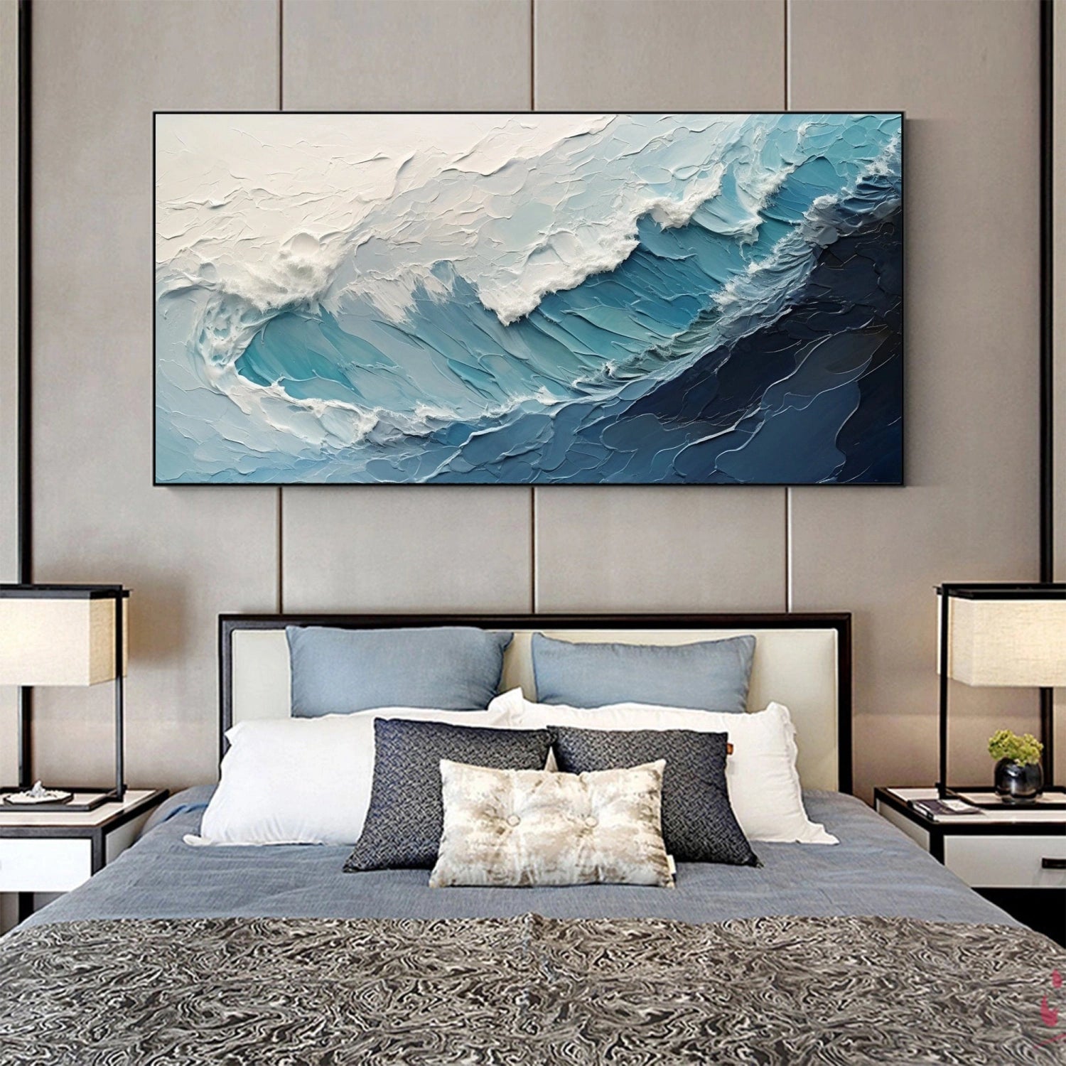 Ocean and Sky Painting #OS 241 - Handmade Canvas Wall Art for Home Decor, Office & Living Room - Coastal Landscape Artwork for Beach House & Modern Interior Design
