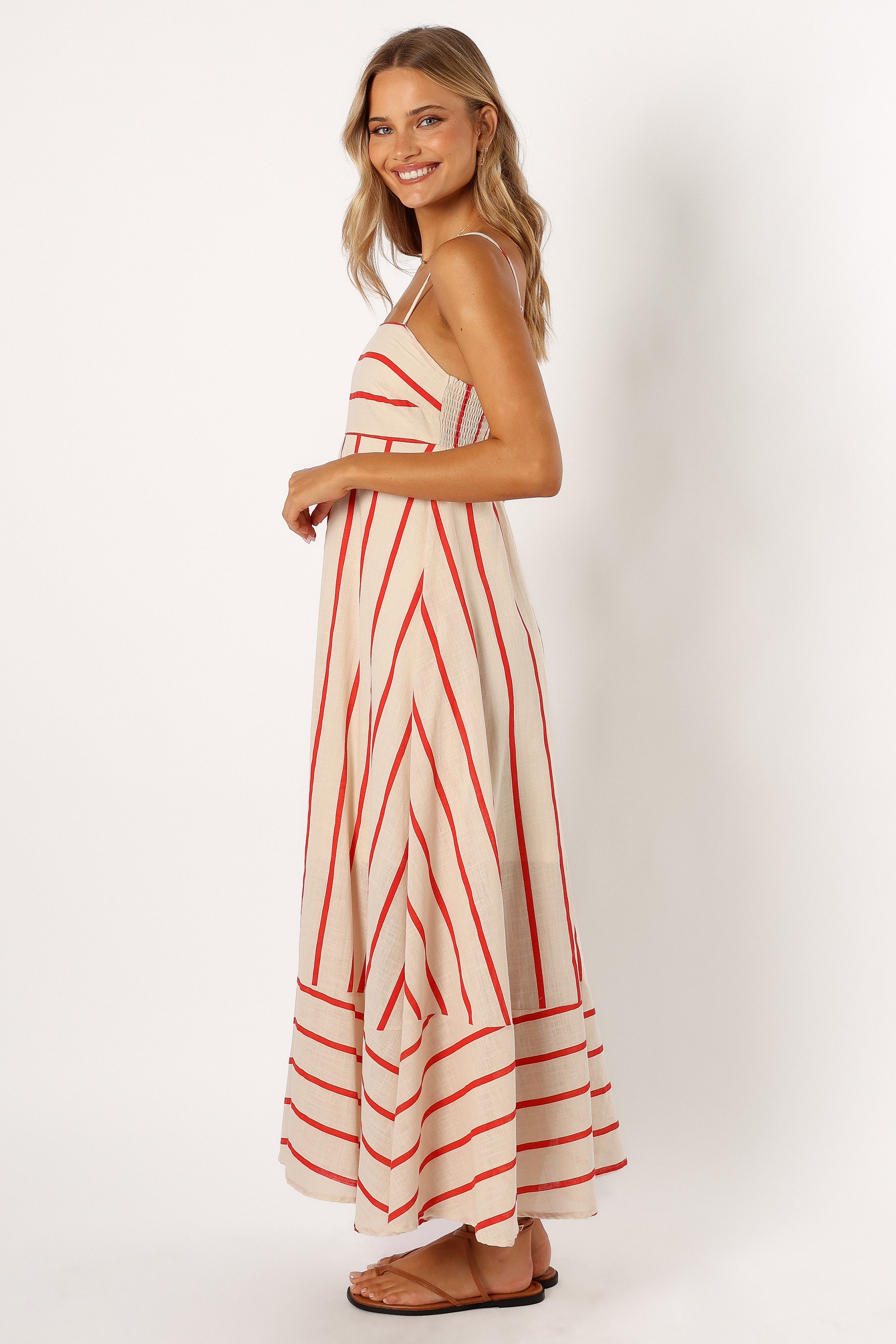 Brea Maxi Dress - Cream Stripe Summer Beach Dress for Women, Boho Flowy Long Dress, Perfect for Vacations, Parties & Casual Outings