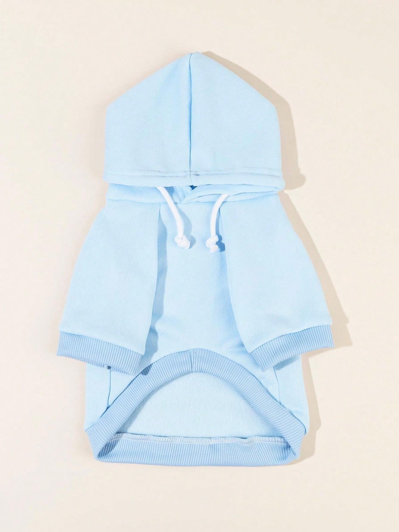QWINEE Light Blue Dog Hoodie & Cat Apparel - Warm Pet Jacket for Small Medium Dogs & Puppies - Cozy Winter Outfit for Indoor/Outdoor Activities