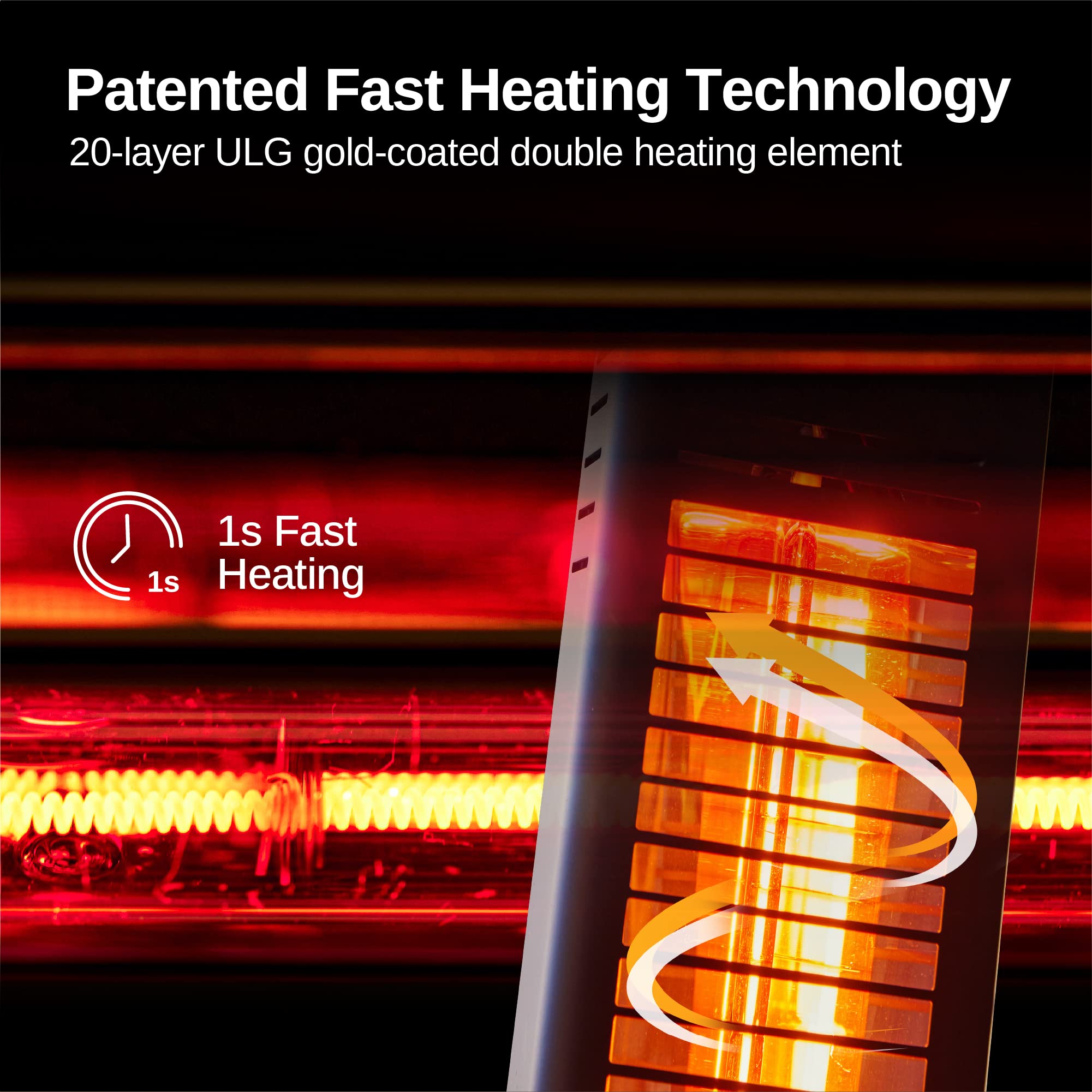 EAST OAK 4000W Commercial Patio Heater - Wall Mounted Infrared Outdoor Heater for Large Areas, IP65 Waterproof Electric Heater with Remote Control, 240V Black - Perfect for Restaurants, Cafes, and Outdoor Events