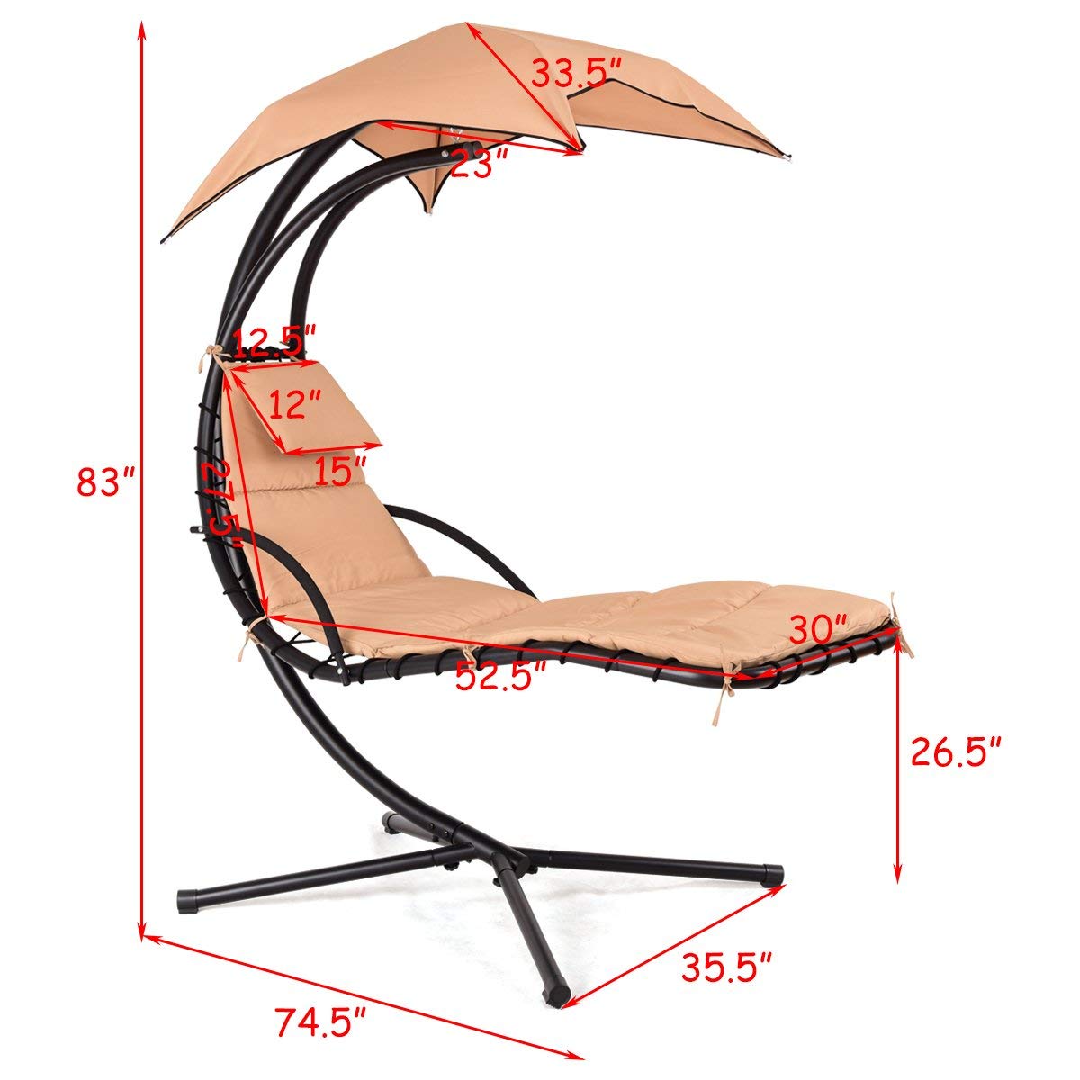 Free Standing Hammock Stand for Adults - Outdoor Swings, Patio Lounge Chair & Yard Hanging Chair - Durable Khaki Hammock for Backyard, Garden & Poolside Relaxation