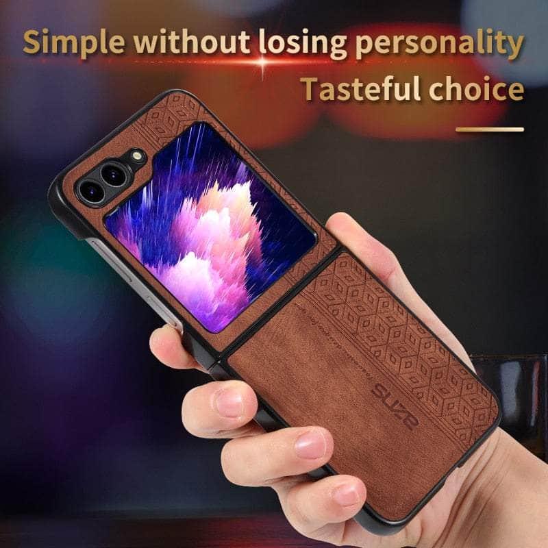 Samsung Galaxy Z Flip 5 Shockproof Leather Case - Slim Protective Cover with Premium Leather for Everyday Use & Travel Protection
