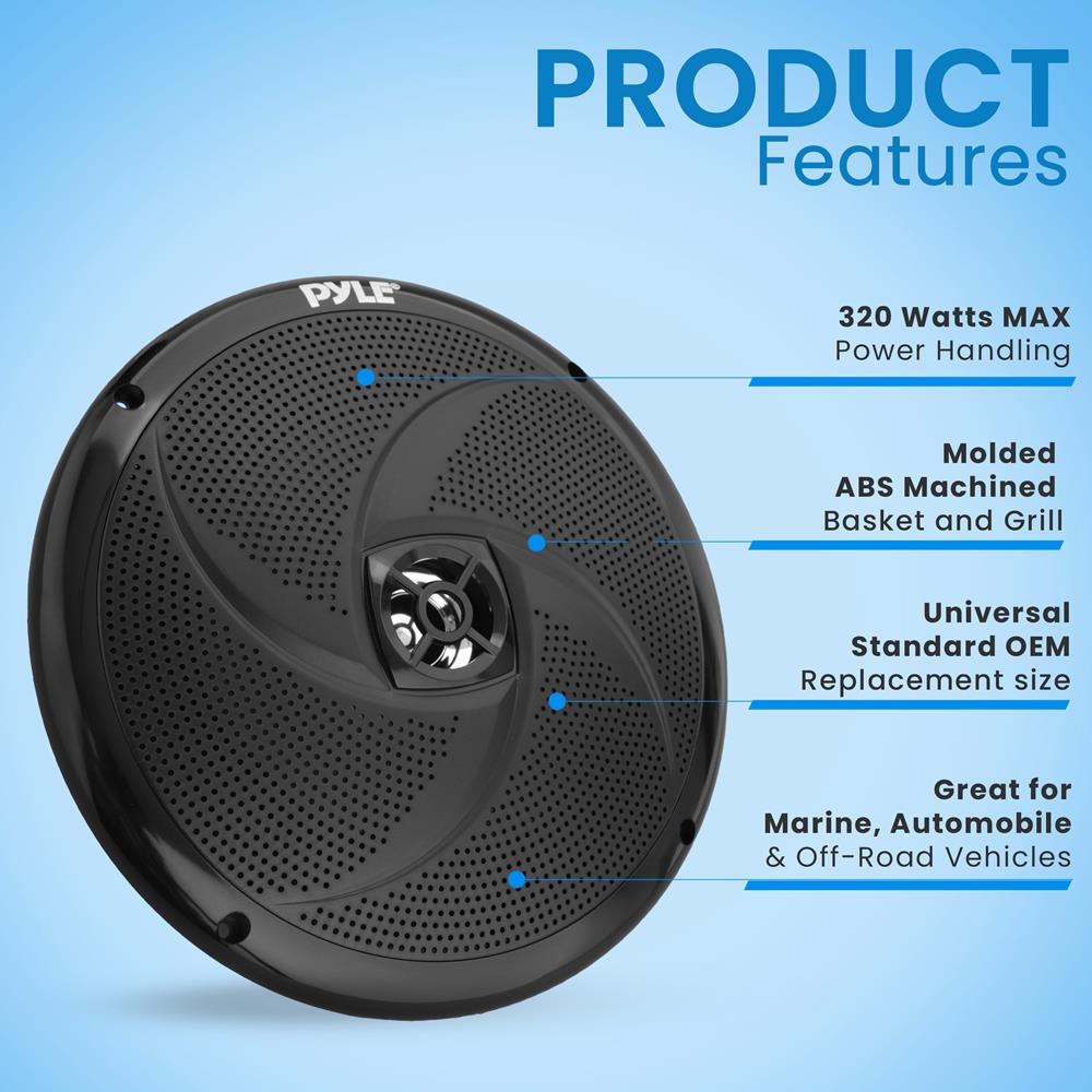 8 Inch Marine Grade Waterproof Boat Speakers - High Performance Audio for Boats, RVs, and Outdoor Adventures