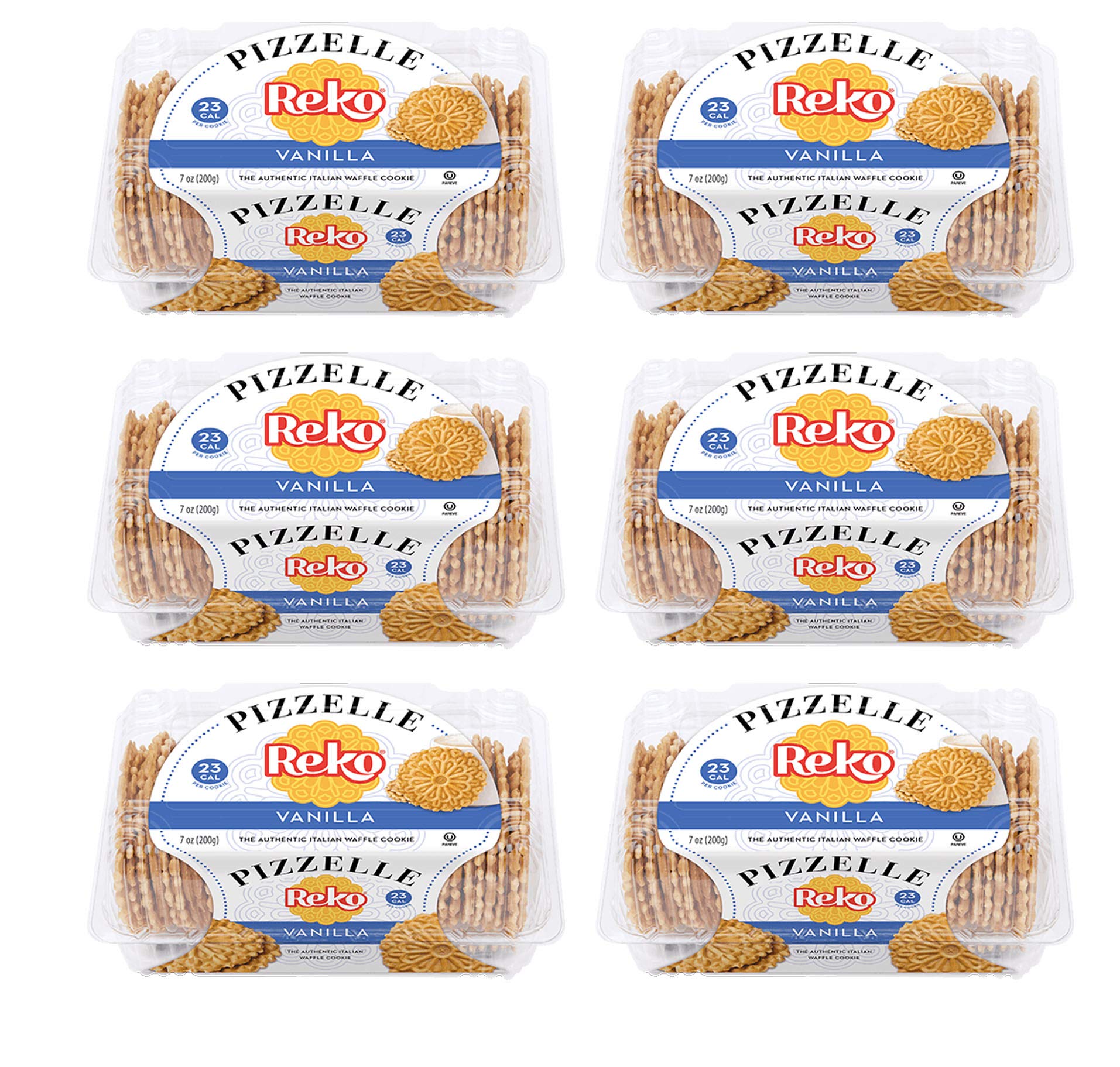 Reko Pizzelle Authentic Italian Waffle Cookies - Vanilla Flavor, 7oz (6-Pack) | Perfect for Dessert, Snacks, Coffee & Tea Time, Gift Giving & Holiday Treats