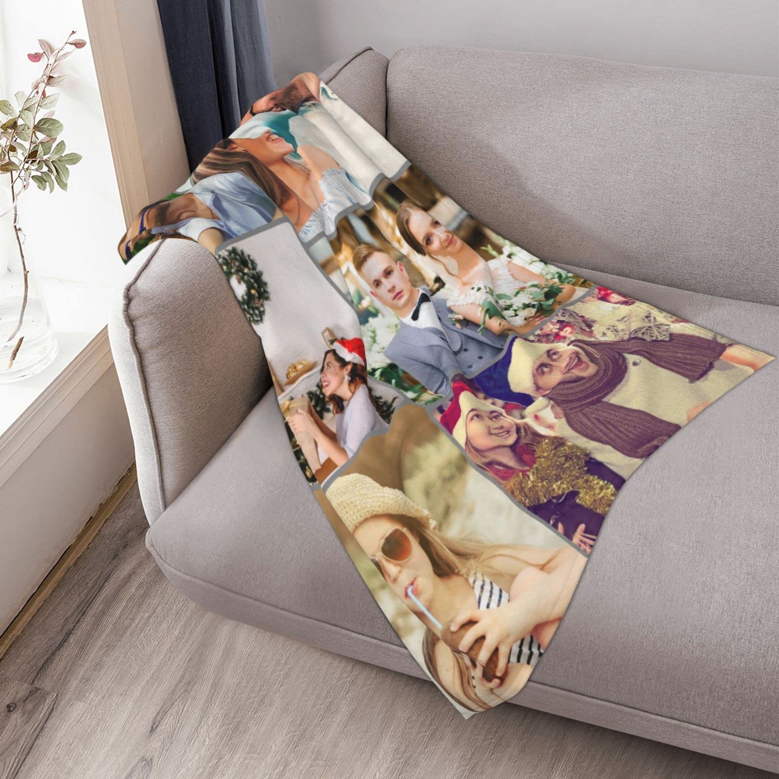 Custom Photo Blanket with Text - Personalized Picture Collage Fleece Blanket for Adults, Kids & Family - Pet Blankets for Dogs & Cats - Perfect Birthday, Christmas & Halloween Gift (60