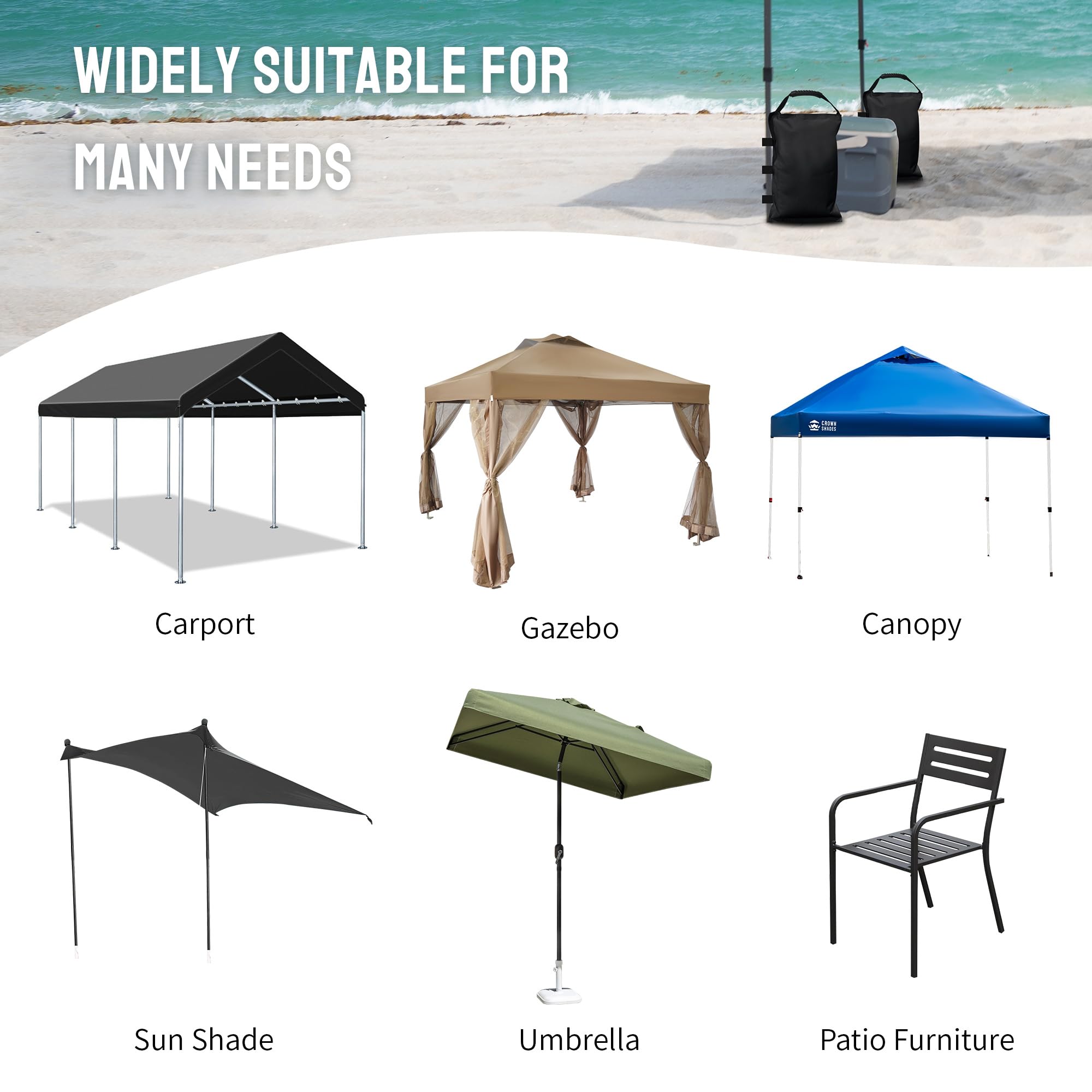 Heavy Duty 150LB Sand Bags for Canopy Tent Legs - Premium Canopy Weights for Pop Up Tents, Outdoor Events & Market Stalls - Secure Your Canopy in Windy Conditions (Black) - Perfect for Beach Parties, Camping & Outdoor Weddings