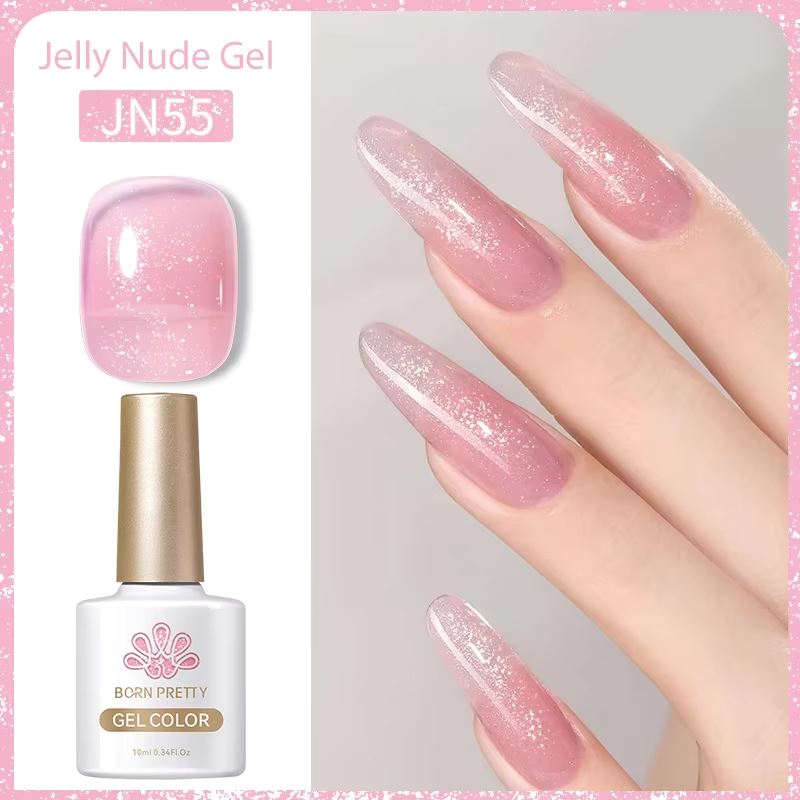 Born Pretty Jelly Nude Gel Polish - Long Lasting Soak Off UV LED Nail Polish for Salon & Home Manicure - Perfect for Weddings, Parties & Everyday Wear