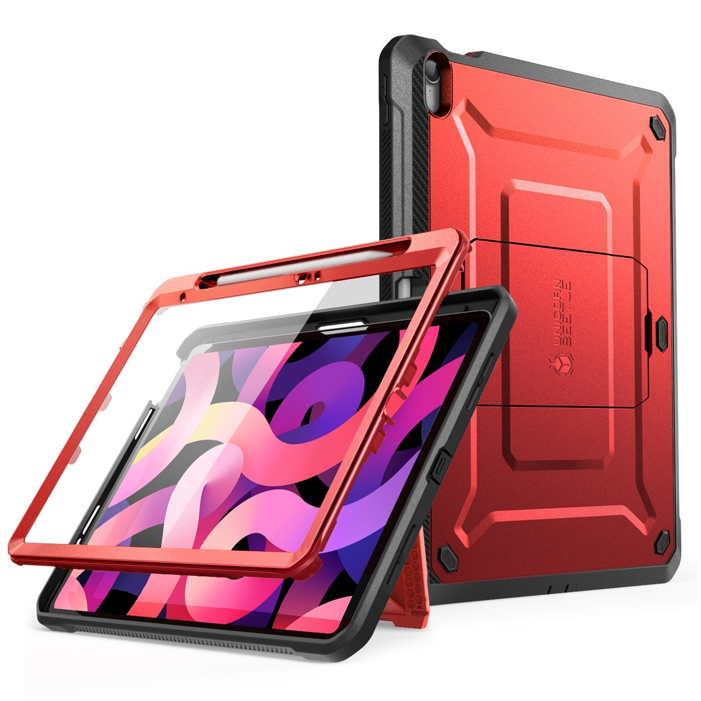 Apple iPad 10.9-inch (10th Gen, 2022) Unicorn Beetle PRO Rugged Case with Kickstand - Metallic Red | Shockproof Protective Cover for Work, Travel & Outdoor Use | Open Box Condition