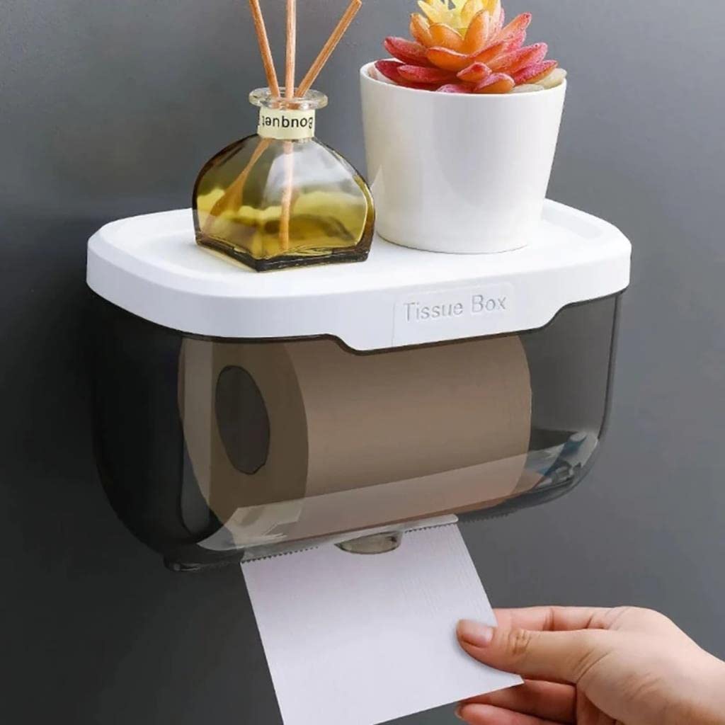Stainless Steel Paper Towel Holder for Countertop & Wall Mount - Waterproof Bathroom Tissue Storage Rack with Phone Shelf - Space Saving Organizer for Kitchen, Bathroom, Office (Blue) - Perfect for Home, Restaurant & Commercial Use
