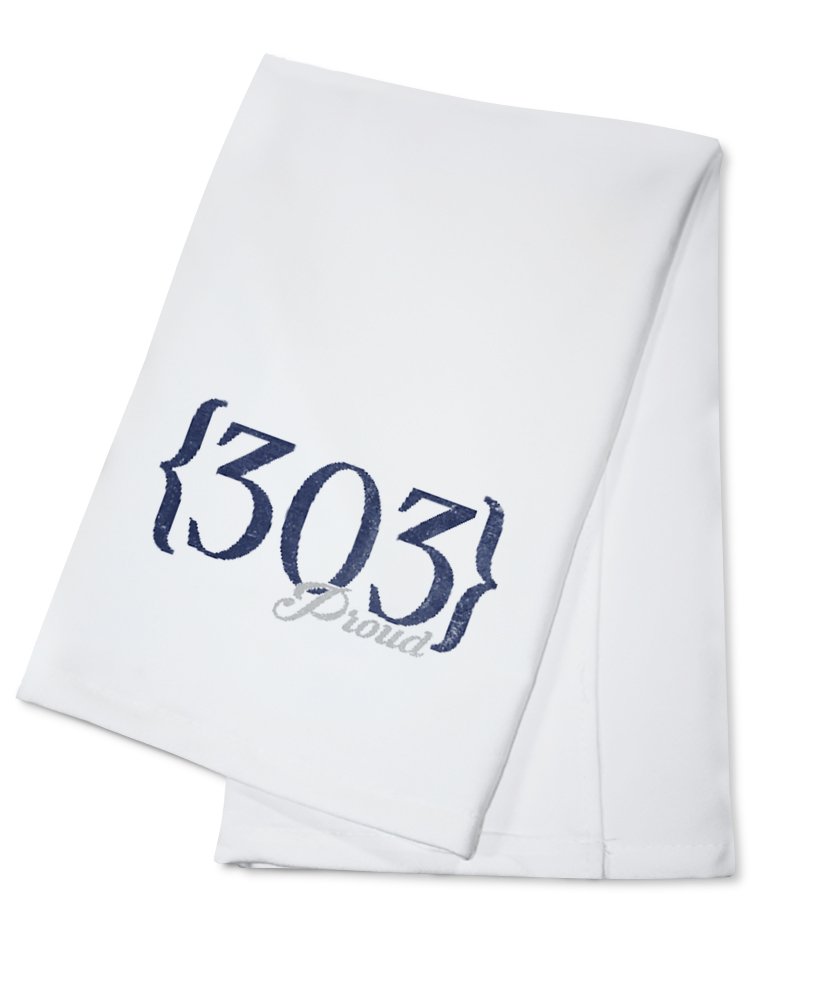 303 Area Code Boulder Colorado Cotton Tea Towel - Blue Decorative Hand Towel for Kitchen & Home | Dish Drying, Gift Idea, Housewarming Present